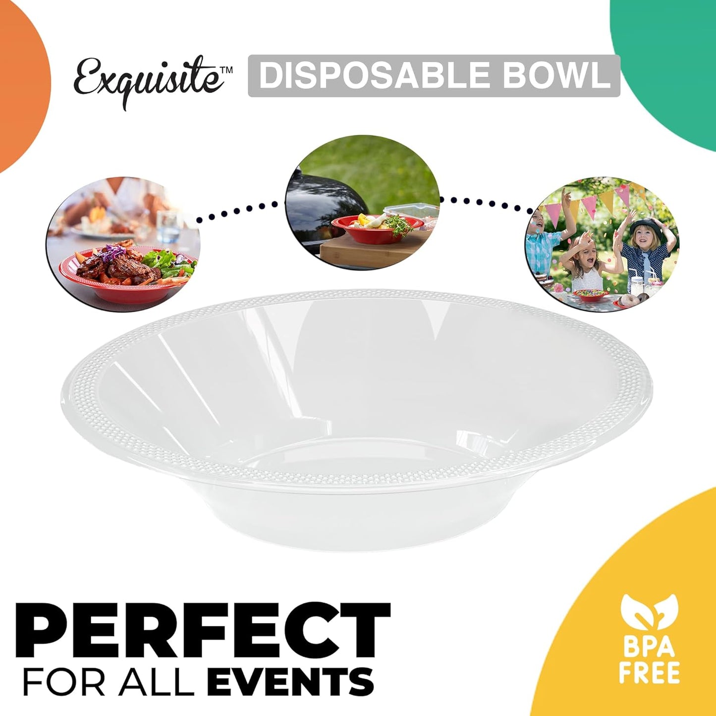 12 Oz Clear Plastic Bowls Disposable Bowls for Hot Food Soup 50 Pcs - For Soup, Salad, Cereal, Desserts & Party Supplies