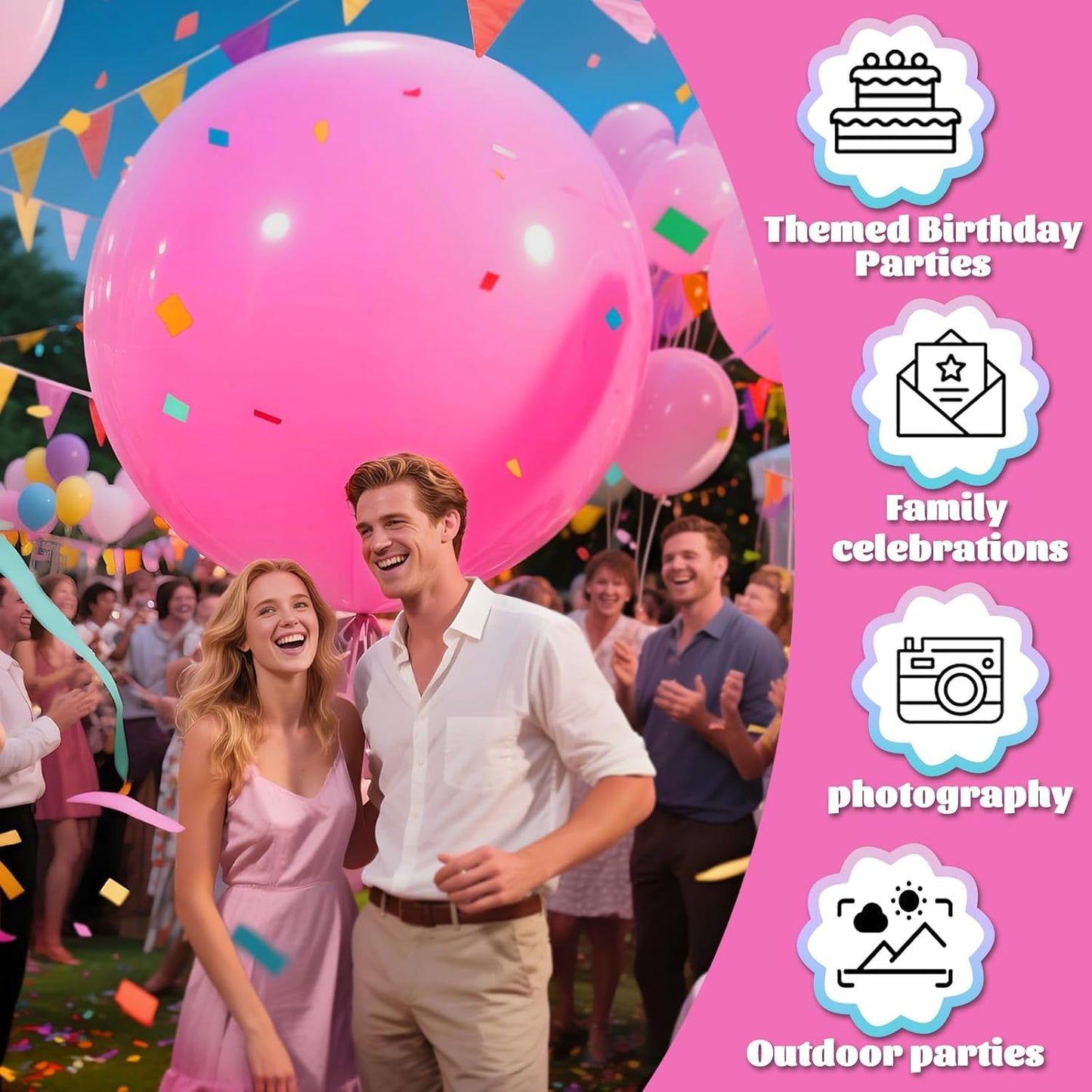 KAWKALSH Pink Balloons 9pcs 36 Inch Extra Large Big Jumbo Giant Matte Pink Balloons for Baby Shower Valentine's Day Princess Bridal Shower Bachelorette Birthday Party Decorations