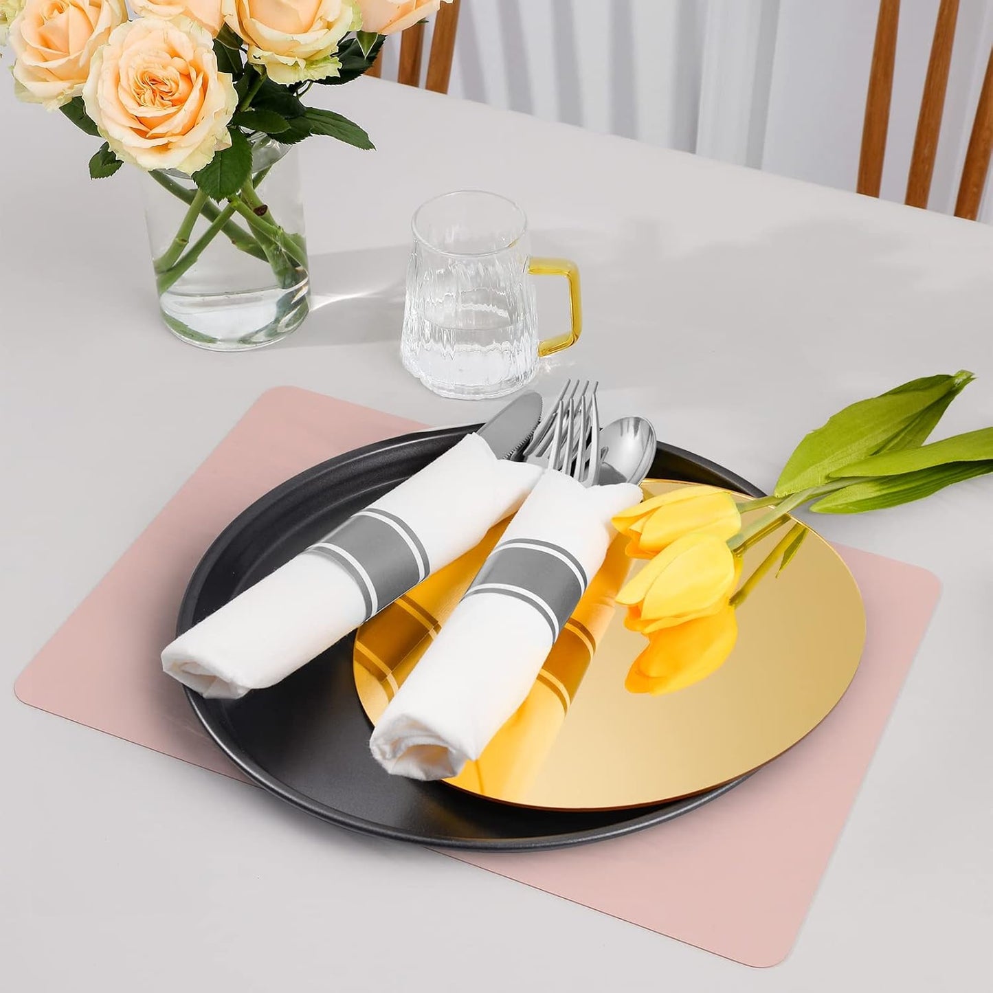 Pre Rolled Plastic Cutlery - Silver Disposable Plastic Silverware, 100 Pack Wrapped Silverware, Disposable Rolled Utensils with 100 Forks Knives Spoons Dinner Napkins for Party