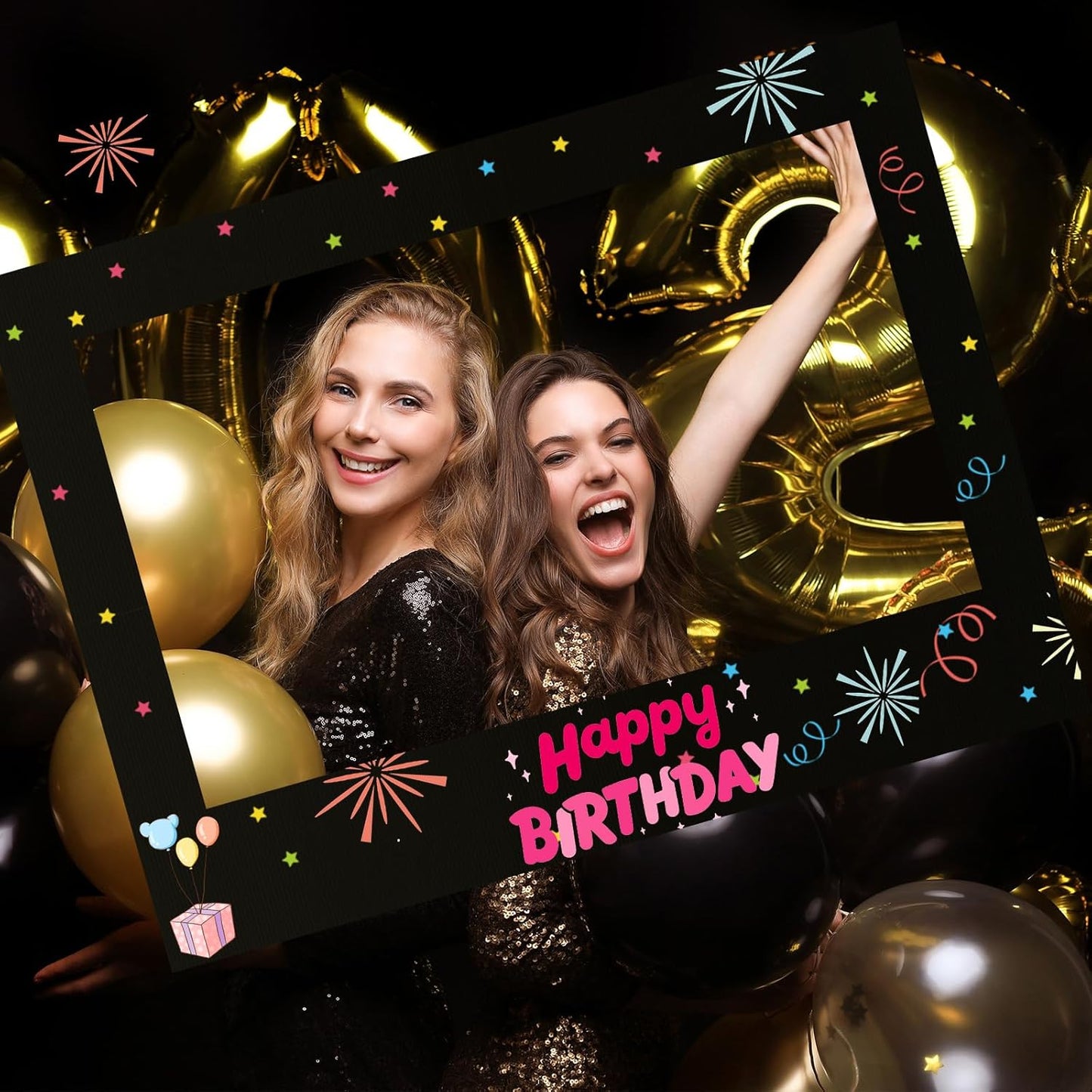 32 x 24 Inch Photo Booth Selfie Frame Prop Booth for Birthday Event Parties Large Blank DIY Cutout Props for Funny Decoration Christmas, Holiday Supplies