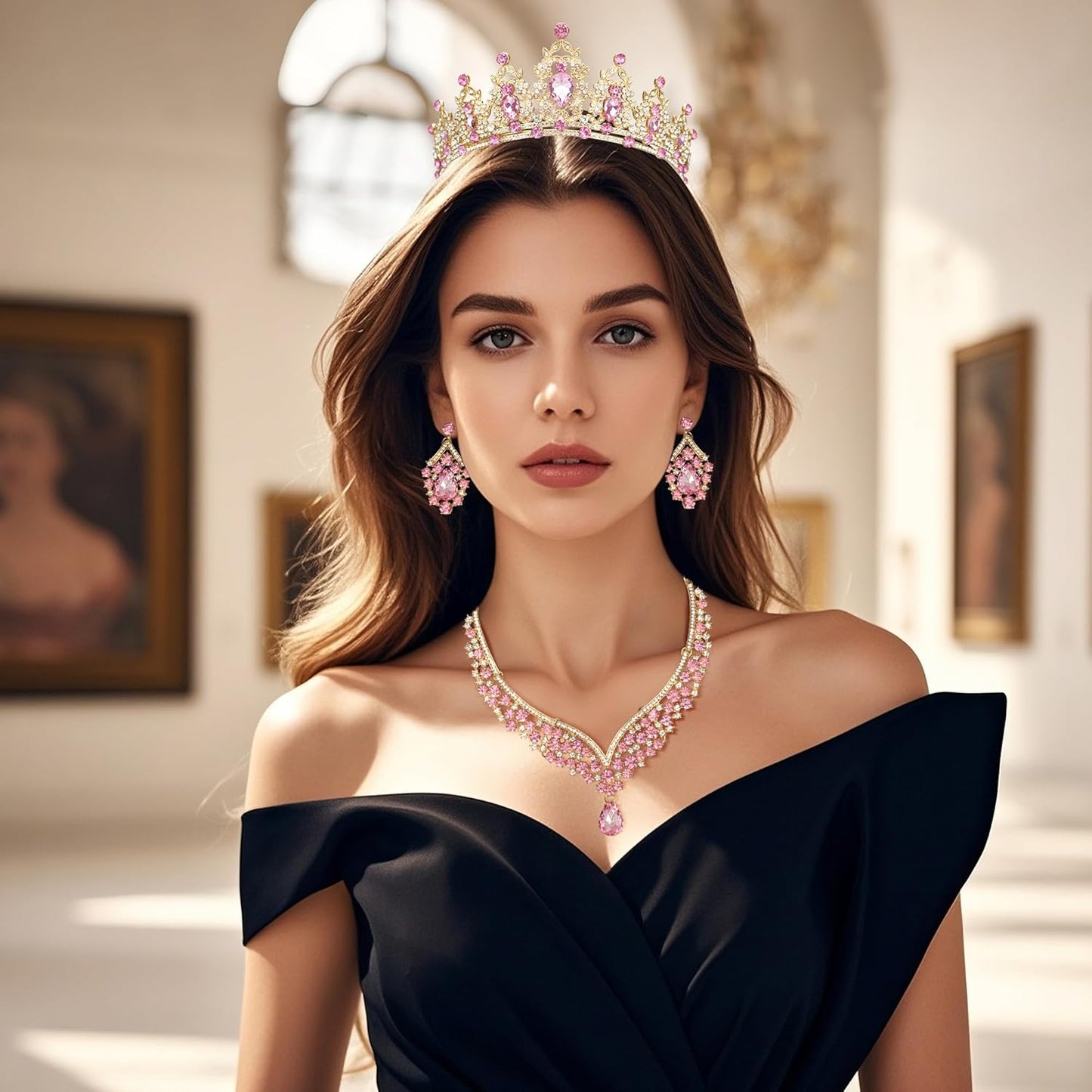 Crowns and Tiaras jewelry sets for Wedding princess birthday party Halloween Prom Pageant Jewelry for Women Crystal Bridal Jewelry Set for women