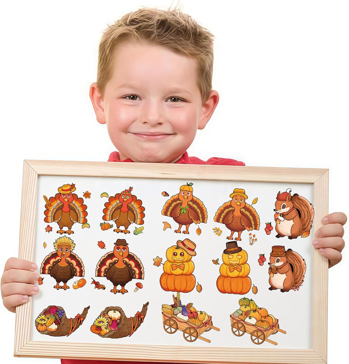 24 Sheets Thanksgiving Stickers, Make a Turkey Face Stickers for Kids Make Your Own Turkey Sticker, Fall & Harvest Sticker for Thanksgiving Party Games Favors Supplies