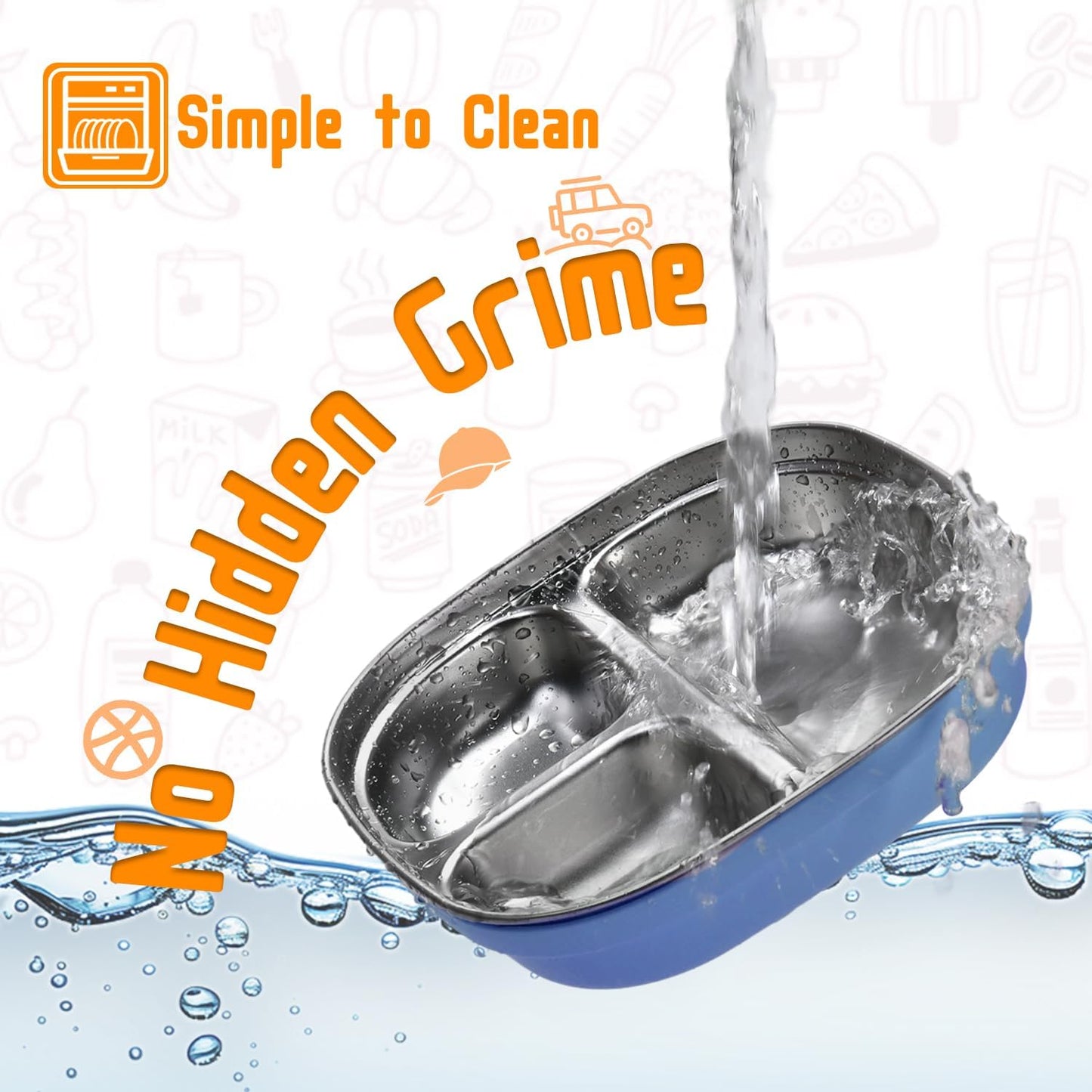 2 Pack Stainless Steel Kids Plates with Suction | 7.68" Spill-Proof High-Rim | 2 Spoons & Removable Sleeves | Microwave/Dishwasher Safe | BPA-Free, Non-Slip, Unbreakable Toddler Plates (‌Blue)