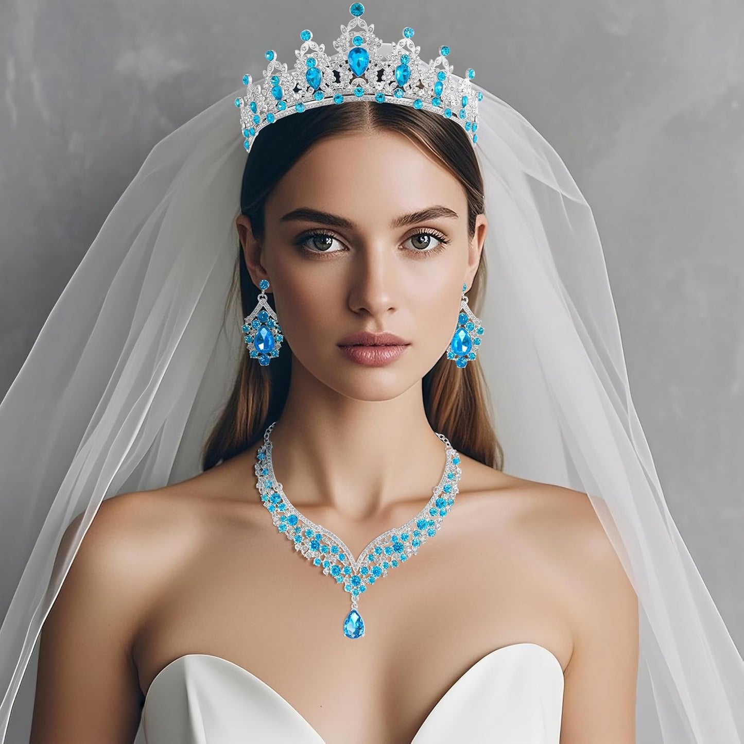 Crowns and Tiaras jewelry sets for Wedding princess birthday party Halloween Prom Pageant Jewelry for Women Crystal Bridal Jewelry Set for women