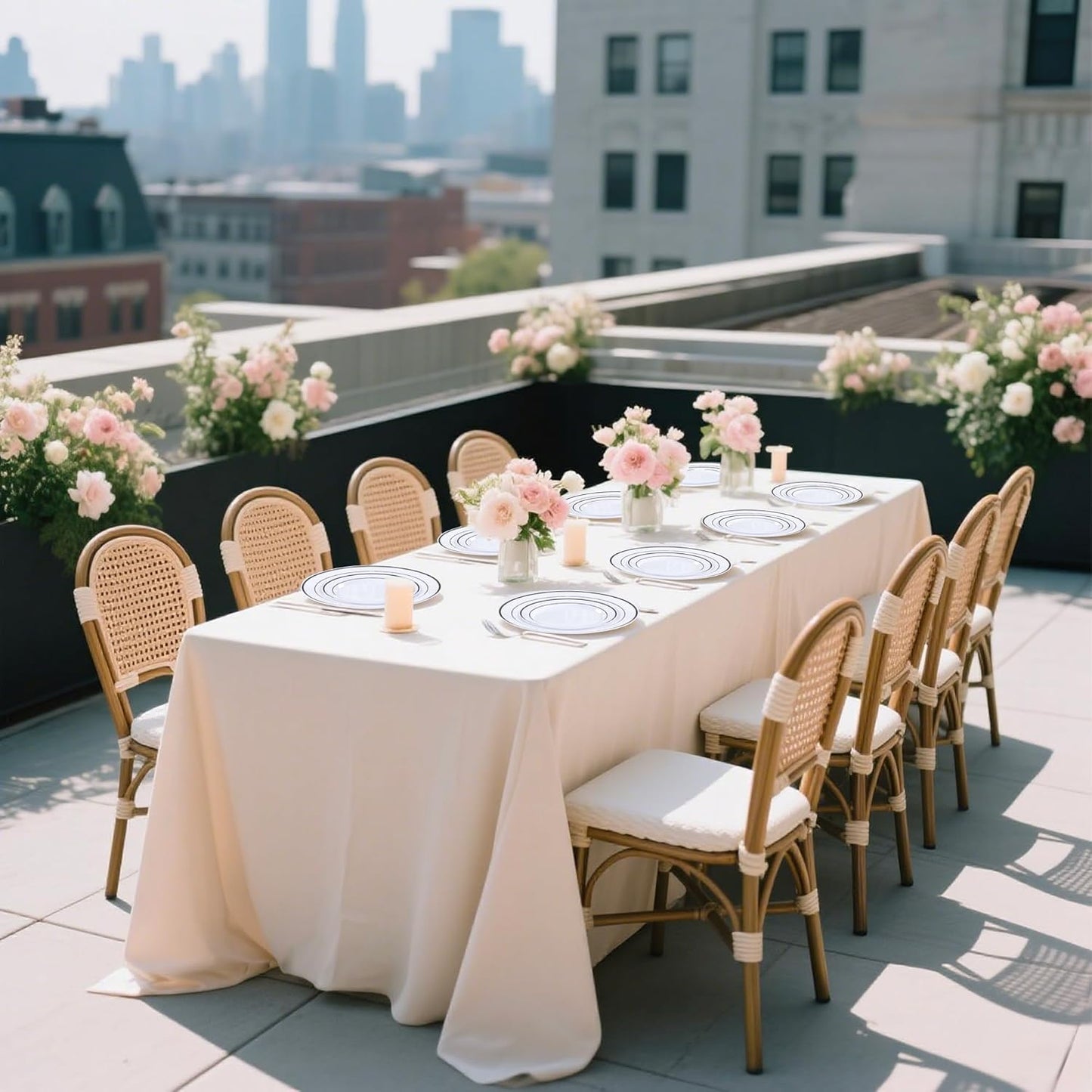 U-QE 100pcs Black Plastic Plates for Party - Black Plates Disposable Heavy Duty - Include 50 10" Dinner and 50 7" Dessert Plate, Fancy Plastic Plates for Wedding, Party, Birthday