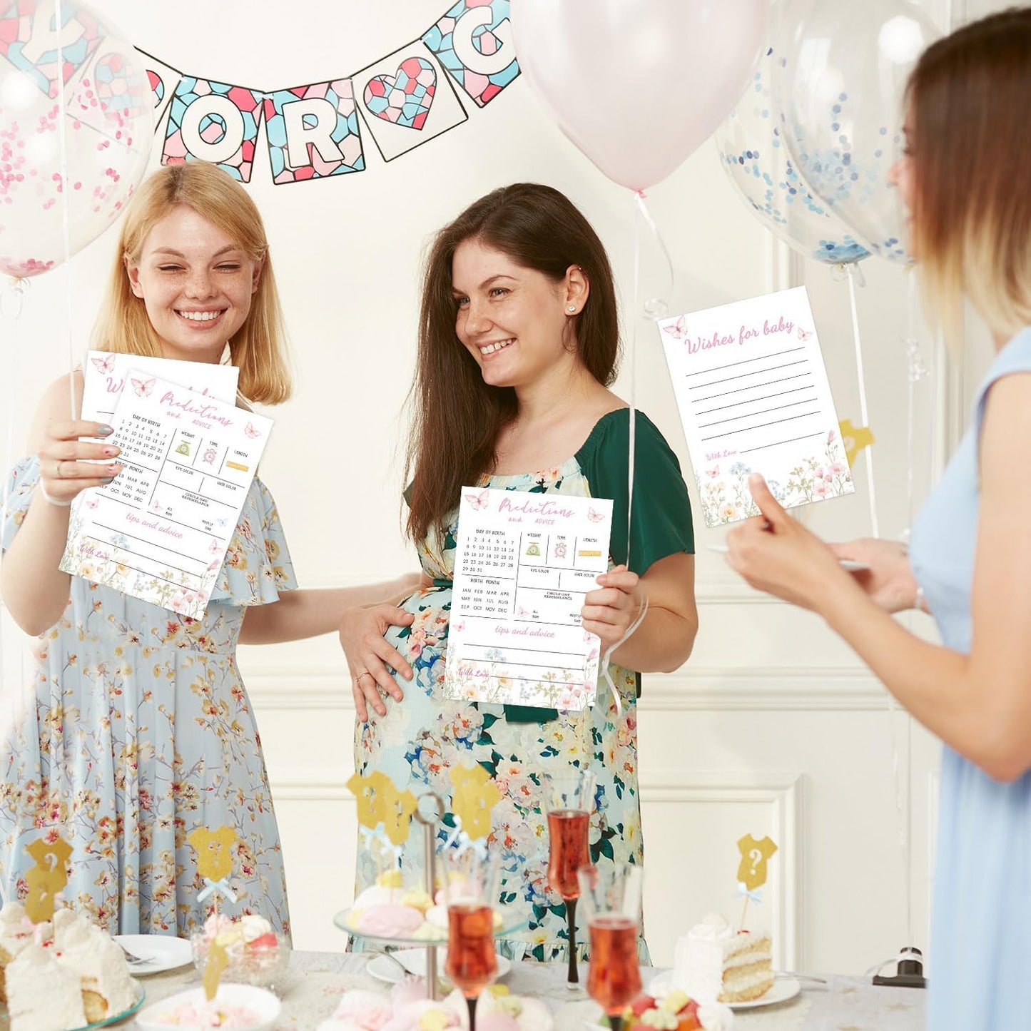 Flower Baby Shower Games, Butterfly Baby Predictions & Advice Cards for Baby Shower Games Activity, Baby in Bloom Wishes Games Cards, Advice for New Parents to Be, 30 Pcs Parties Games for Guests