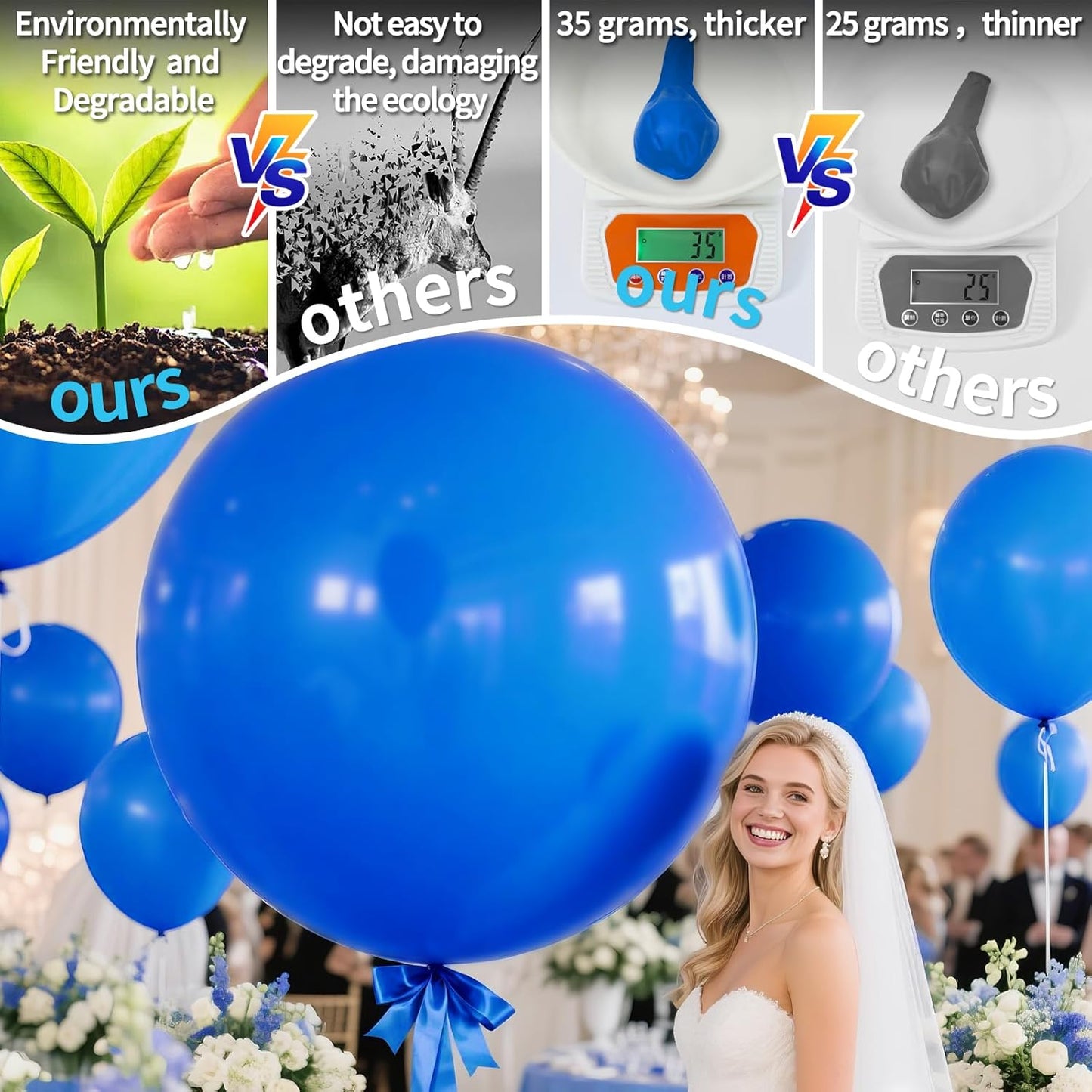 KAWKALSH Dark Blue Balloons 9pcs 36 Inch Extra Large Big Jumbo Giant Matte Navy Blue Latex Balloons for Graduation New Year Weddings Father's Day Baby Shower Birthday Party Decorations