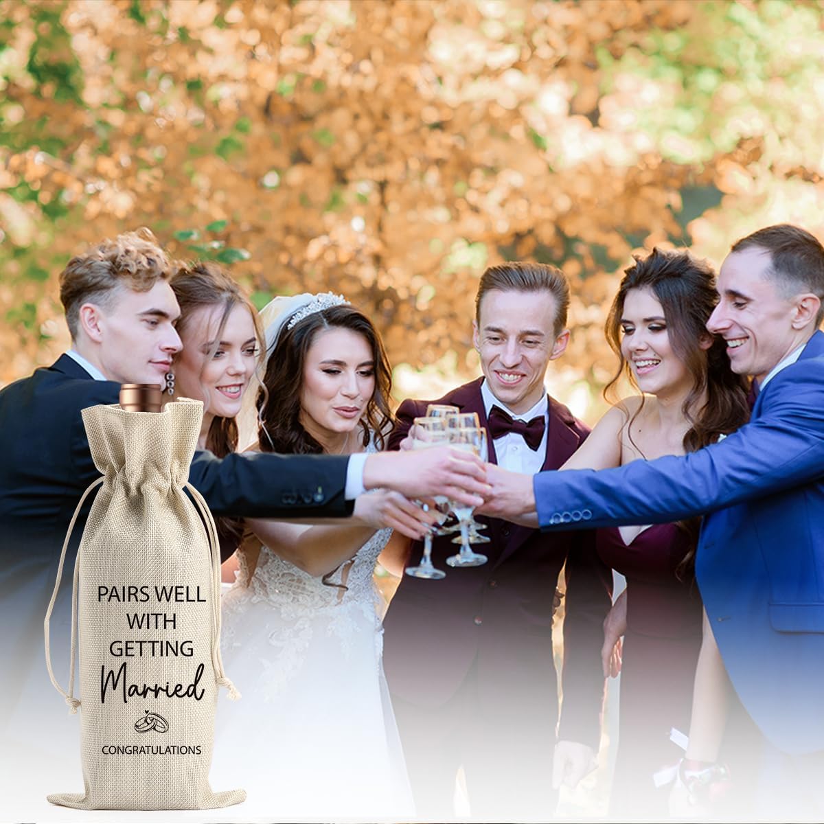 Engagement Wine Gift Bag Wedding Engaged Gifts for Newlyweds Couple Women Men Bridal Shower Gifts for Bride and Groom Pairs Well with Wedding Planning Getting Marride Wine Bags