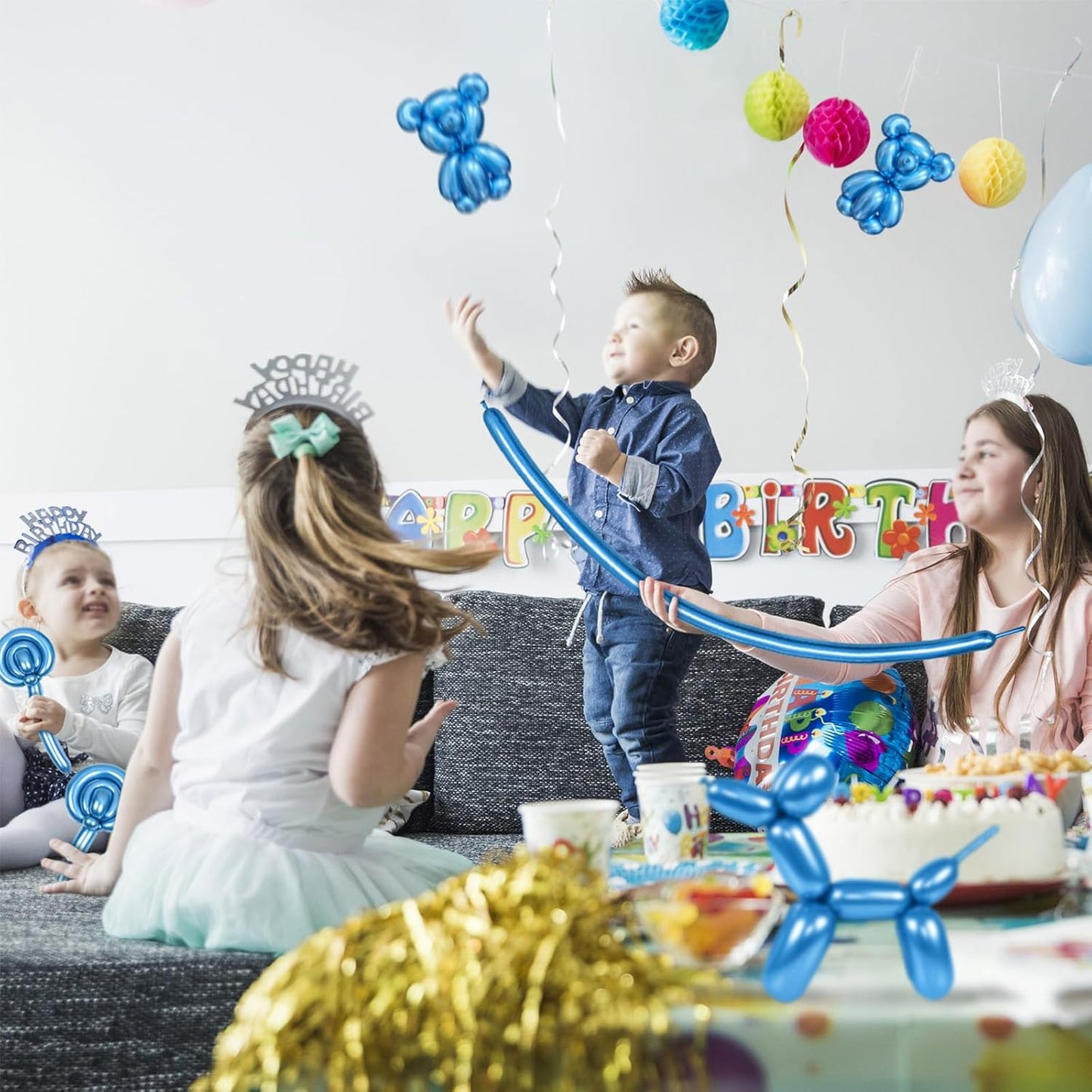 Metallic Blue Long Balloons Premium 260 Twisting Animals Magic Balloons for Birthday Kids Wedding Party Supply 100pcs