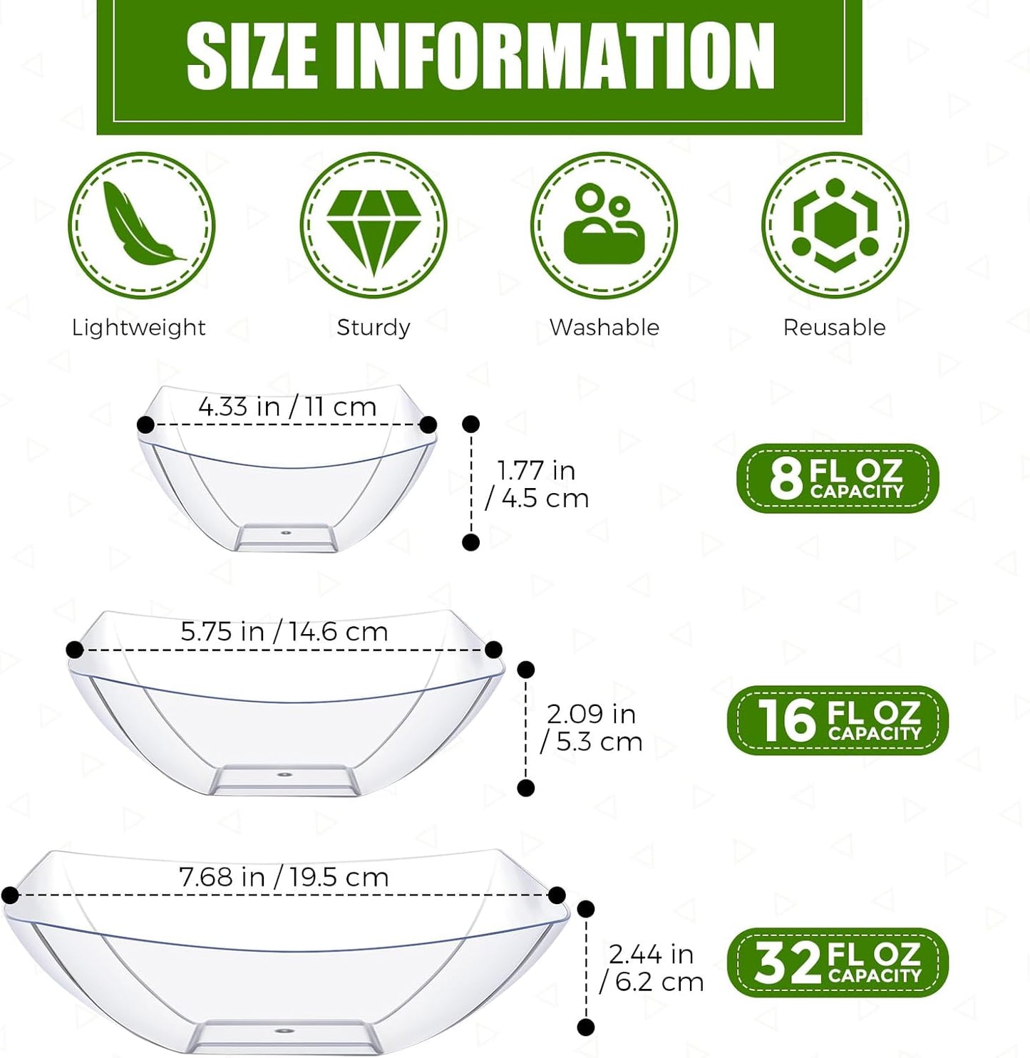 Tanlade 50 Pcs Square Plastic Serving Bowls Disposable Snack Salad Bowl Small Party Candy Bar Containers Taco Bar Serving Dishes for Buffet Chips Fruit(Clear,16 oz)