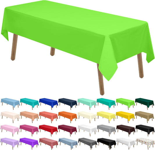 Lime Green Plastic Tablecloths 2 Pack Light Green Disposable Table Covers 54 x 108 Inch Shower Party Tablecovers PEVA Fruit Green Table Cloths for Birthday Wedding Parties 8 ft Rectangle Table Use