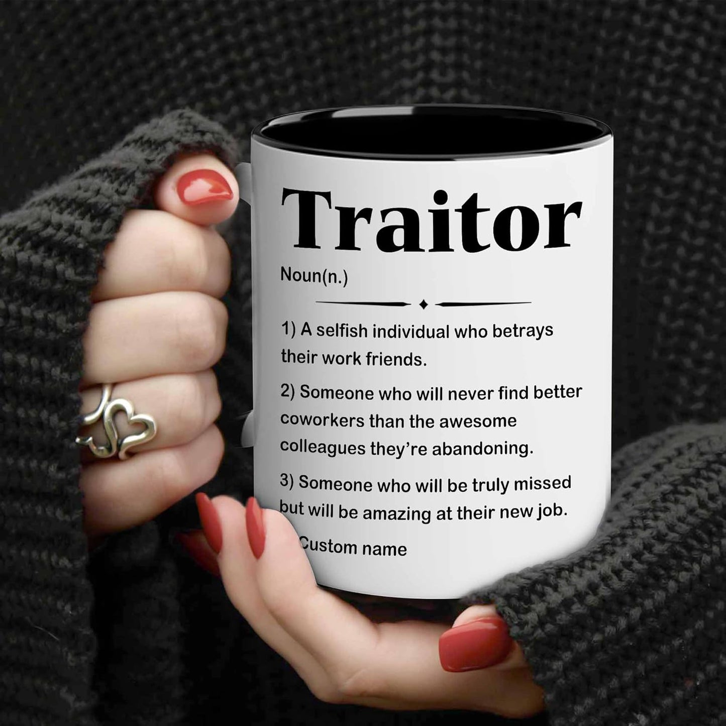 WHIDOBE Personalized Leaving Definition Mug for Men Women, Custom 11oz 15oz Cup Hilarious Farewell Gifts for Coworkers, Funny Going Away Mug for Men Women, Great Leaving Gift Idea for Work Besties