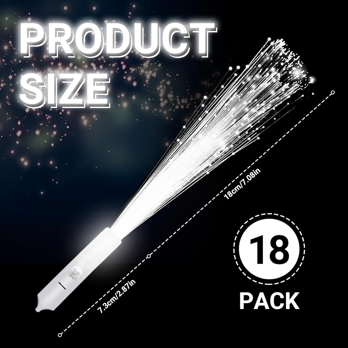 18 PCS White LED Fiber Optic Wands Glow Sticks, Light Up Wands, Fiber Optic Lights Rod, Flashing Wands with 3 Light Modes for Wedding,Halloween,Christmas, Neon Party Favors Supplies