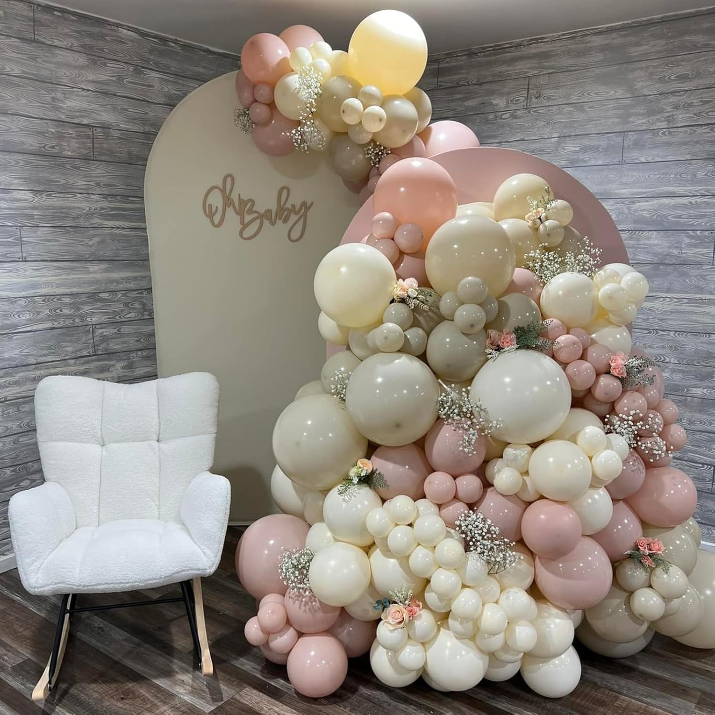 Neutral Balloon Arch Kit, White and Beige Balloon Arch Kit With 18/12/10/5 inch Sand White Ivory White Macaron Orange Latex Balloon for Birthday Baby Shower Wedding Boho Bridal Party Decorations