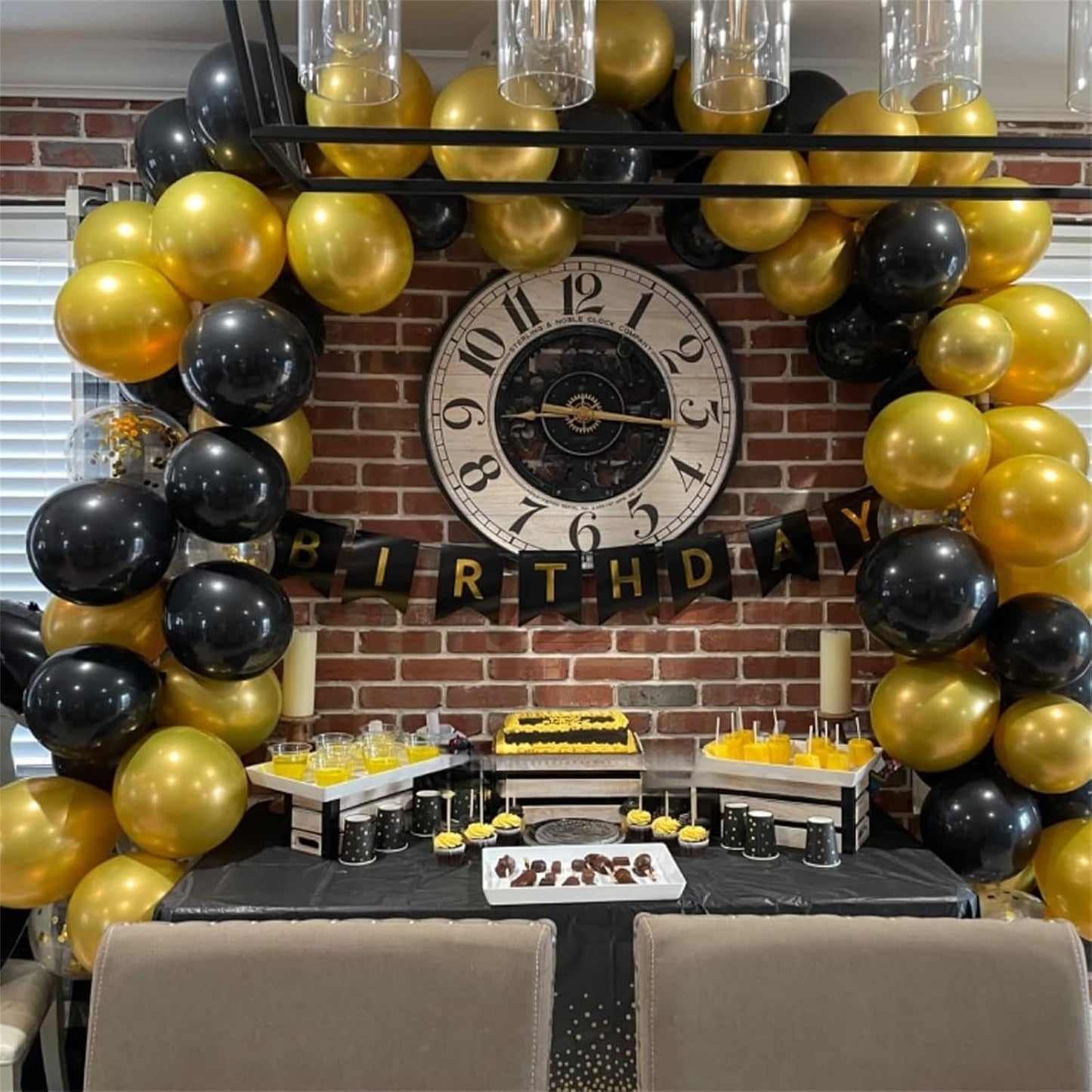 Black and Gold Confetti balloons, 30 PCS Matte Black Metallic Chrome Gold Confetti Latex Balloons with Ribbon, Gold Black Party Balloons for Wedding Birthday Shower Baby Shower Graduation Decoration