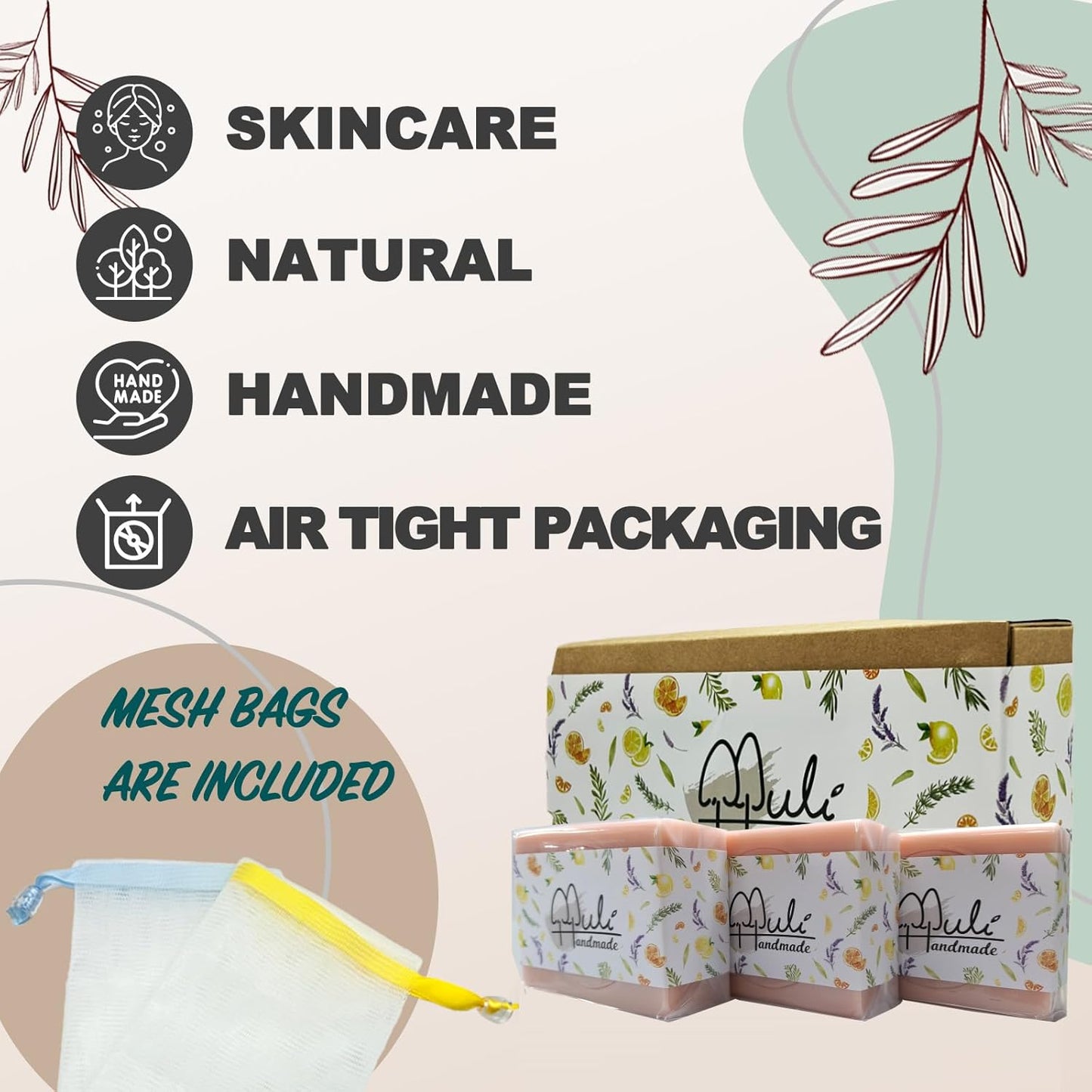 Natural Handemade Bar Soap for Men and Women with Essential oils, Scented Bar Soaps for Bath, Fragrance Regular Use Gift Set (Pack of 3) Rose Marseille