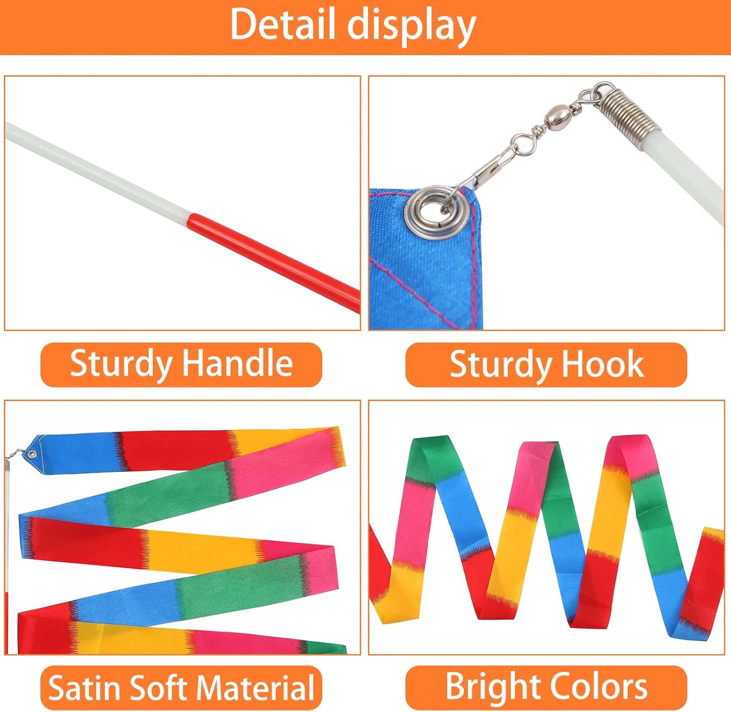 24pack Dance Ribbon Wand Rainbow Streamer Party Favors for Kids 4-8 8-12 Girls Artistic Dancing Gymnastics Carnival Games Goodie Bag Stuffers Birthday Party Decorations Mermaid Princess Party Supplies