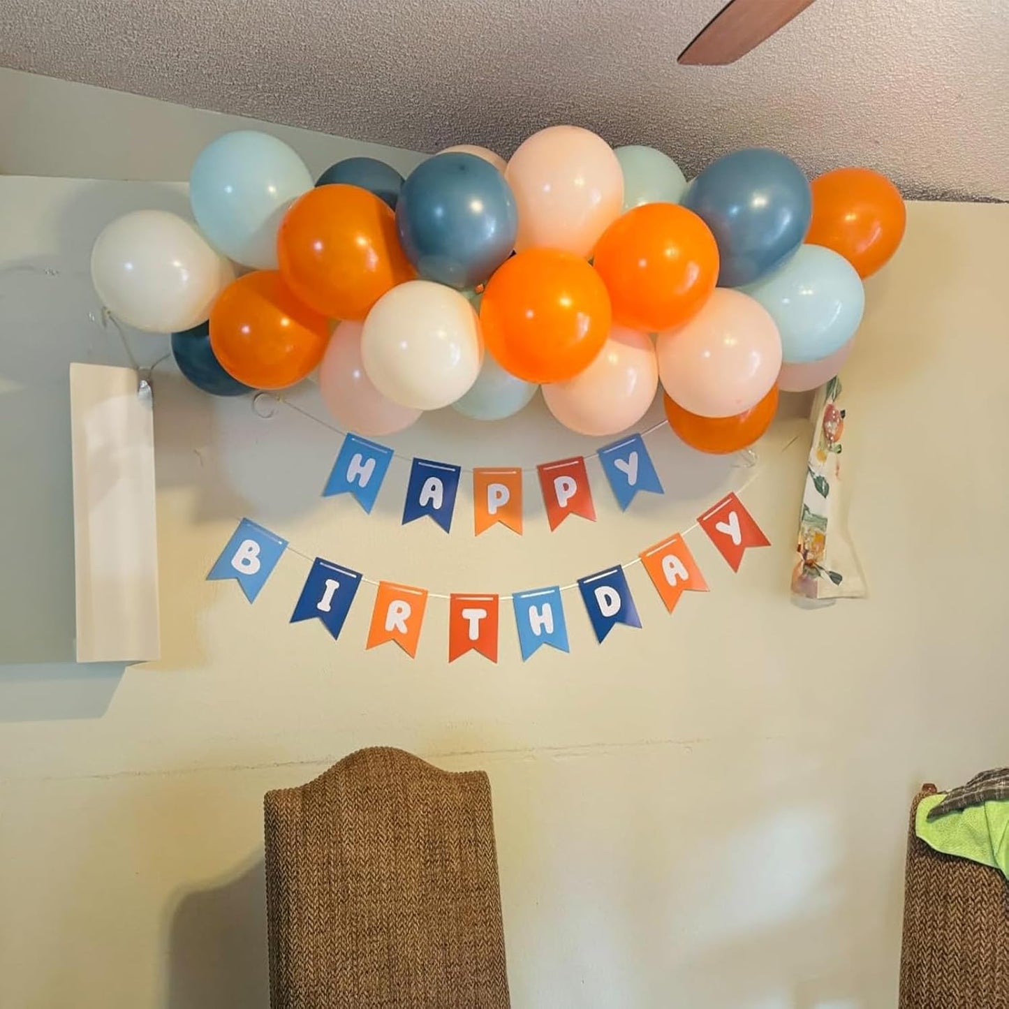 Orange and Blue Balloons, 60 PCS 12 Inch Retro State Blue Pastel Teal Orange Nude Sand White Helium Latex Party Balloons for Boys Birthday Baby Shower Graduation Outer Space Theme Party Decorations