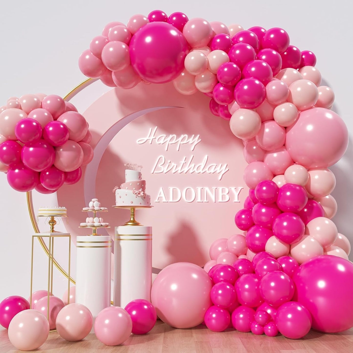 139Pcs Pink Balloon Arch Kit, 18 12 10 5 Inch Different Size Balloons for Wedding Birthday Princess Theme Baby Shower Bridal Shower Party Decorations
