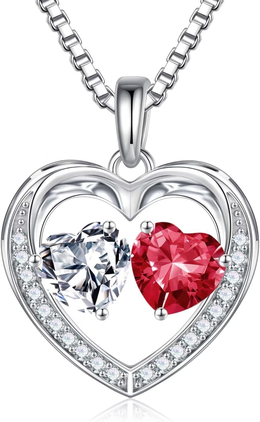 Iefil Christmas Gifts for Wife - 925 Sterling Silver Birthstone Necklace, Anniversary Birthday Gifts for Women, Stocking Stuffers for Women Wife Mom Daughter