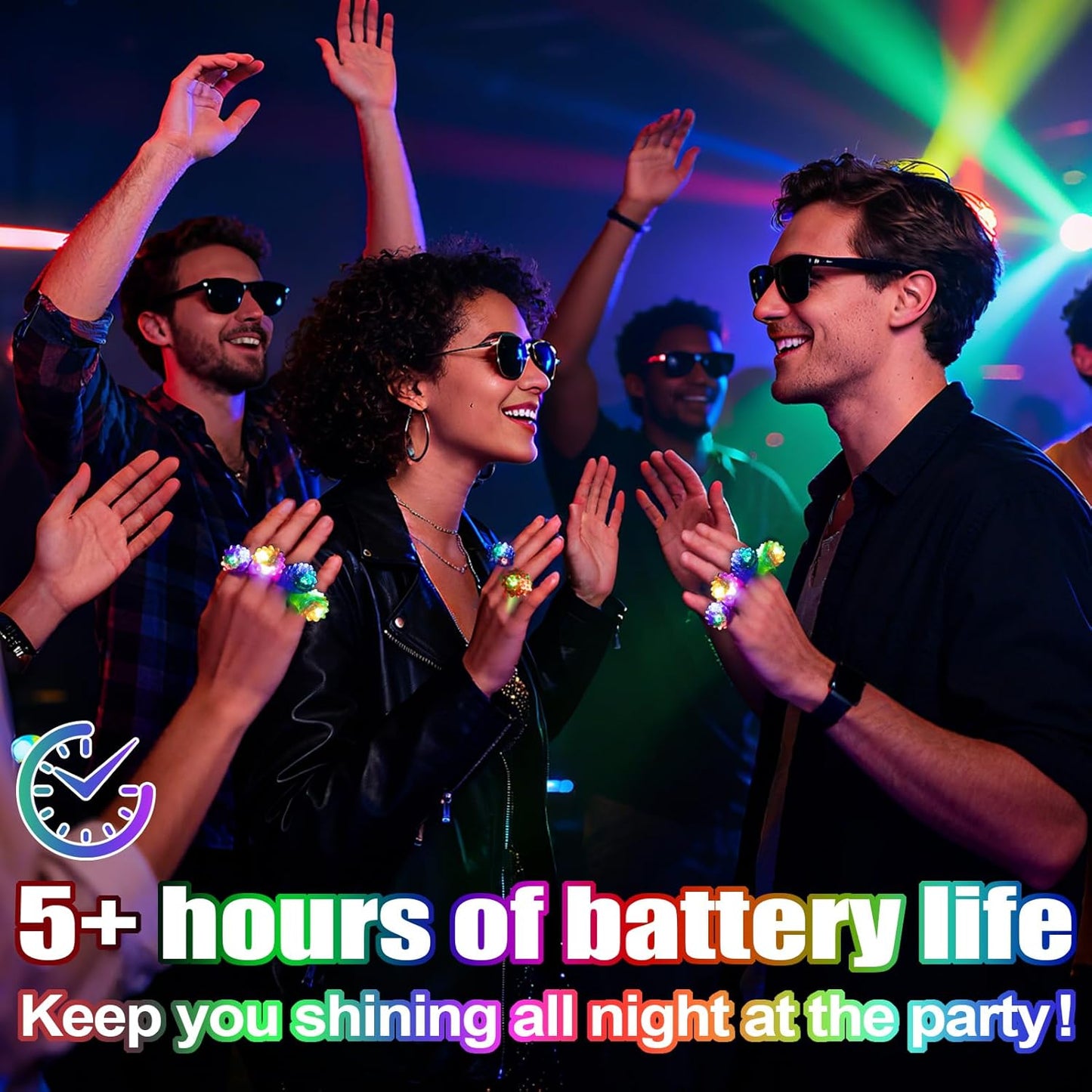 48/108 Pcs LED Light Up Ring - Glow in the Dark Party Favors, Soft Jelly Toy Rings Finger Lights in Treasure Box, Bulk Prize Gift for Kids & Adults (6 Colors)