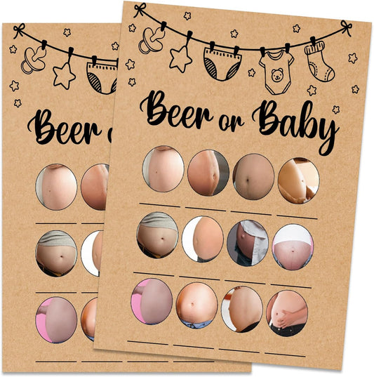 Baby Shower Game, Beer or Baby Cards, Party Games Supplies, 30 Game Cards, Kraft