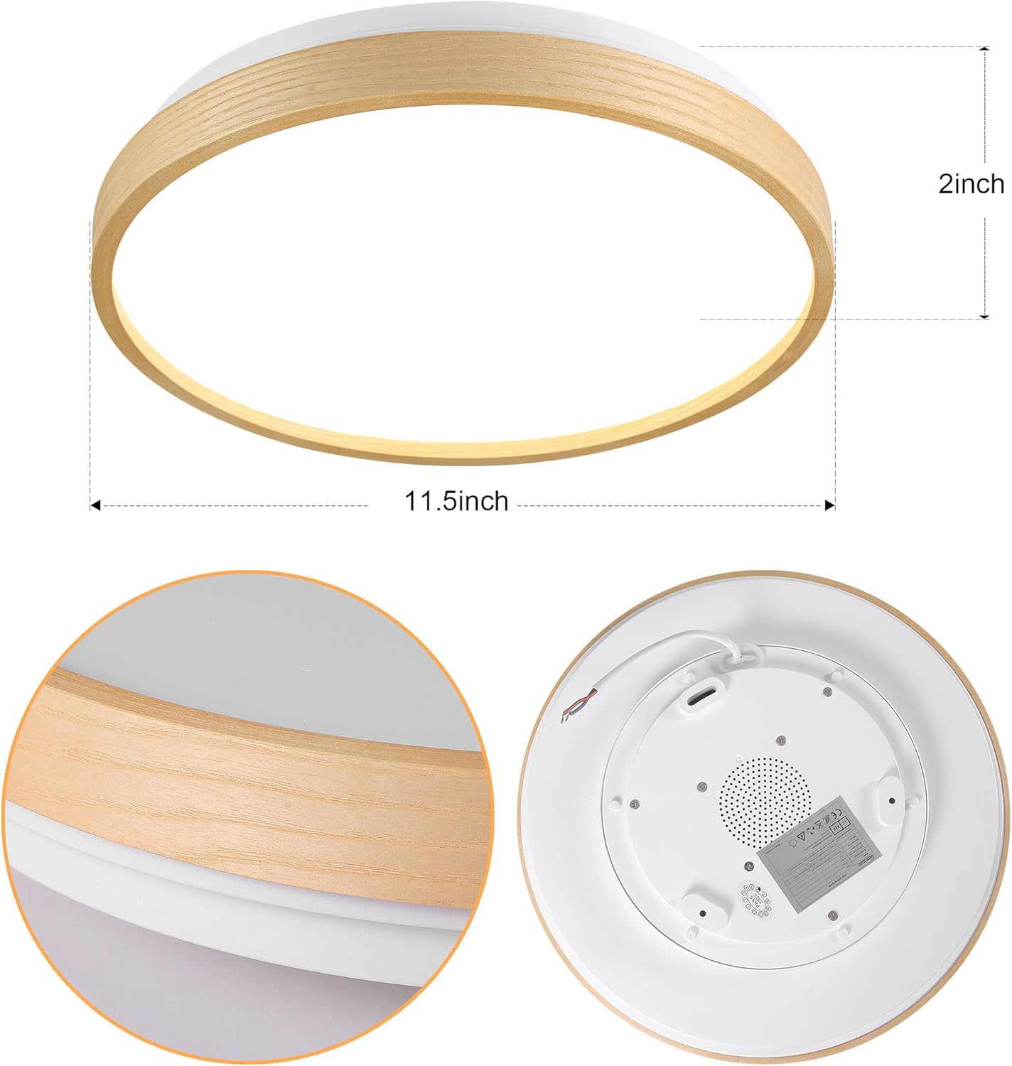 HOREVO Dimmable LED Flush Mount Ceiling Light Fixtur with Bluetooth Speaker & RGB Color Changing Light,24W 2700k-6500K, Modern Ceiling lamp with Remote Control for Living Room Bedroom Kitchen Dining‌