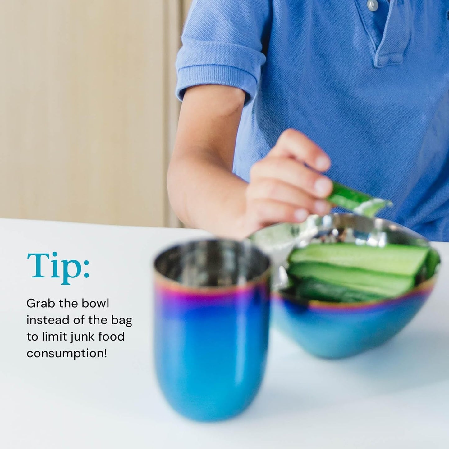 Ahimsa Stainless Steel Bowls for Kids | Non Toxic, Pediatrician Designed Toddler Bowls 12oz | Durable Metal Kids Bowl, Easy to Clean, Dishwasher Safe, Single Fun Blue