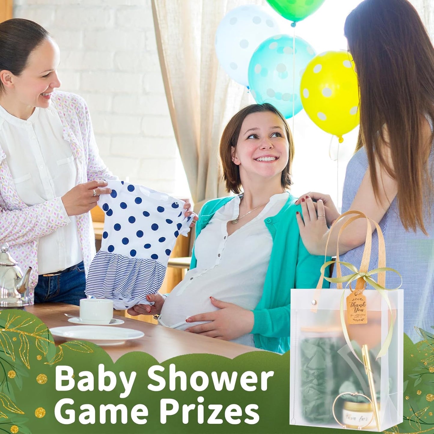 68Pcs Baby Shower Prizes for Game Winners Gifts Wedding Bridal Shower Gifts Including Glass Cans Notebooks Soy Candles Hair Clips for Baby Shower Wedding Bridal Shower Game Prizes (6, Green)