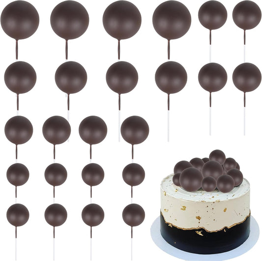 Rsstarxi 30 PCS Mini Balloons Cake Toppers - Foam Balls Insert Decorations for Baby Shower, Wedding Anniversary, Kids Birthday Party - Coffee
