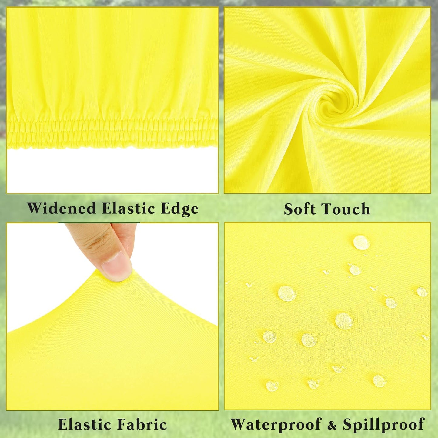 10 Pack Picnic Table Cover Fitted Tablecloths 8 Foot Rectangle Tables Elastic Waterproof Stretch Washable Patio Folding Outdoor Spandex Table Cloth for Camping Banquet and Parties (Yellow,30" x 96")