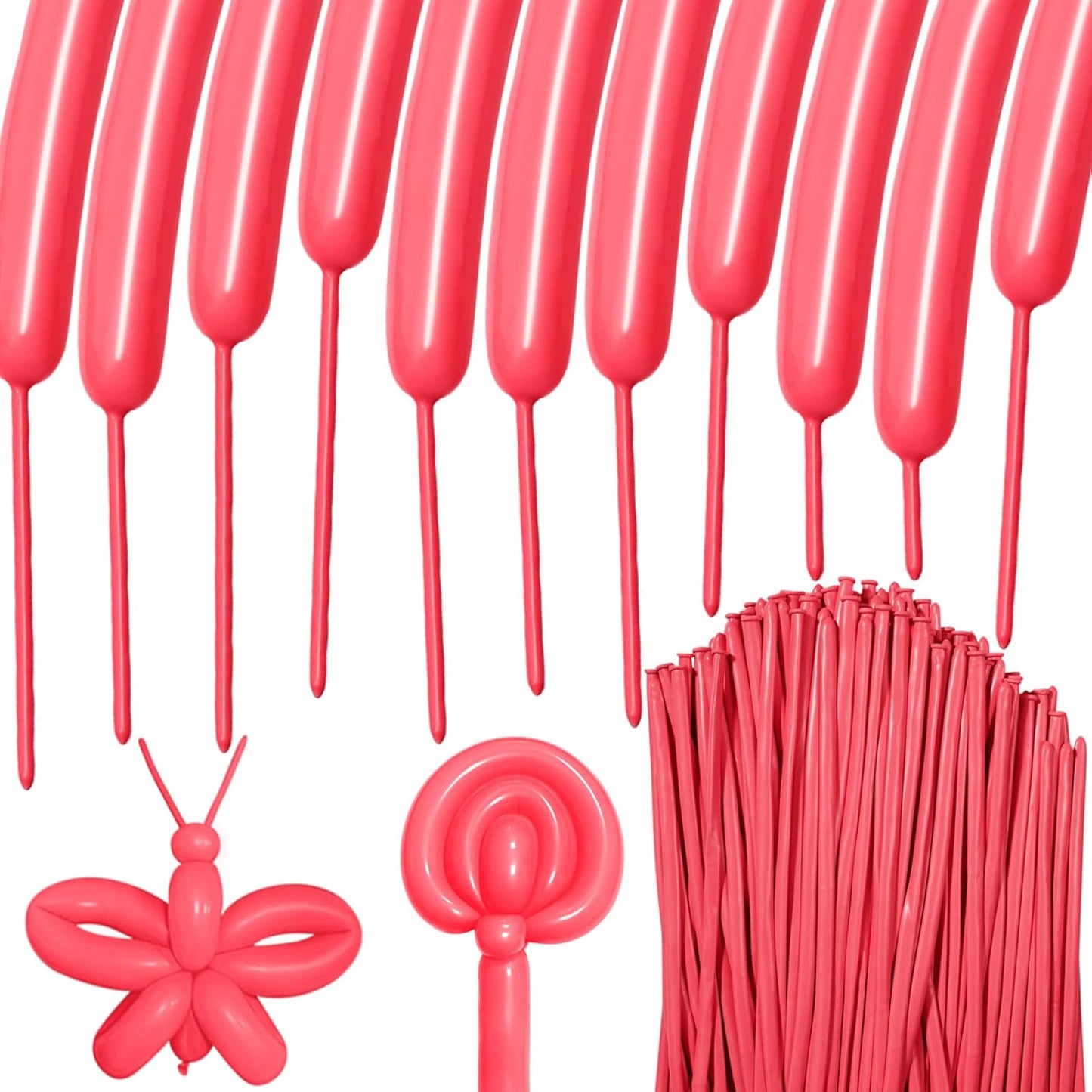 100Pcs Pastel Red 260 Balloons, Long Balloon for Tying Balloon Arch, Long Skinny Balloons for Twisting Ballons Animal balloons Birthday Party Wedding Festival Decorations