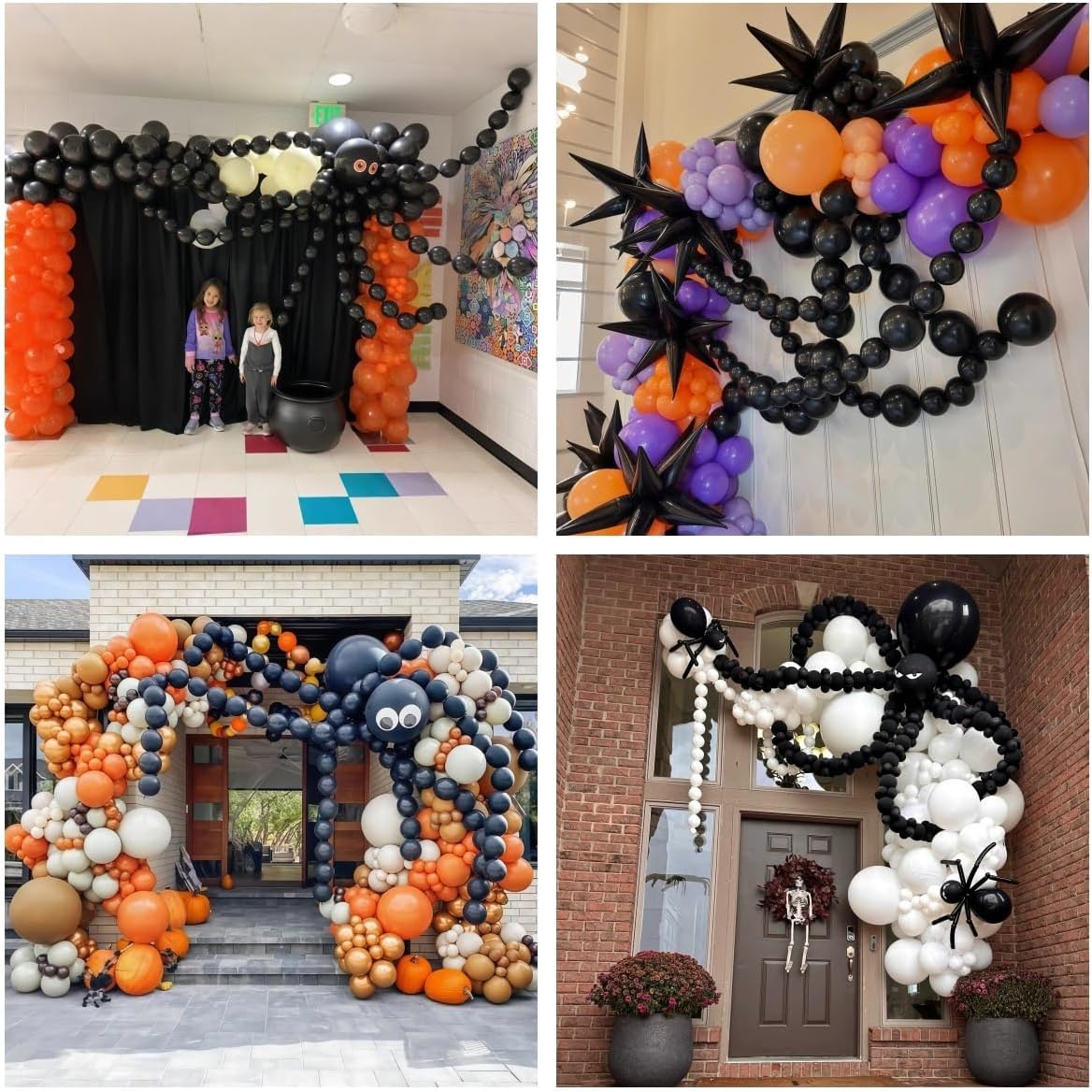 Black Linking Balloons, 120PCS Linked Balloon with Tail for Balloon Wall Arch and Chains, Quick Linkable Balloons for Wedding Birthday Baby Shower Engagement Graduation Party Decorations (6+10inch)