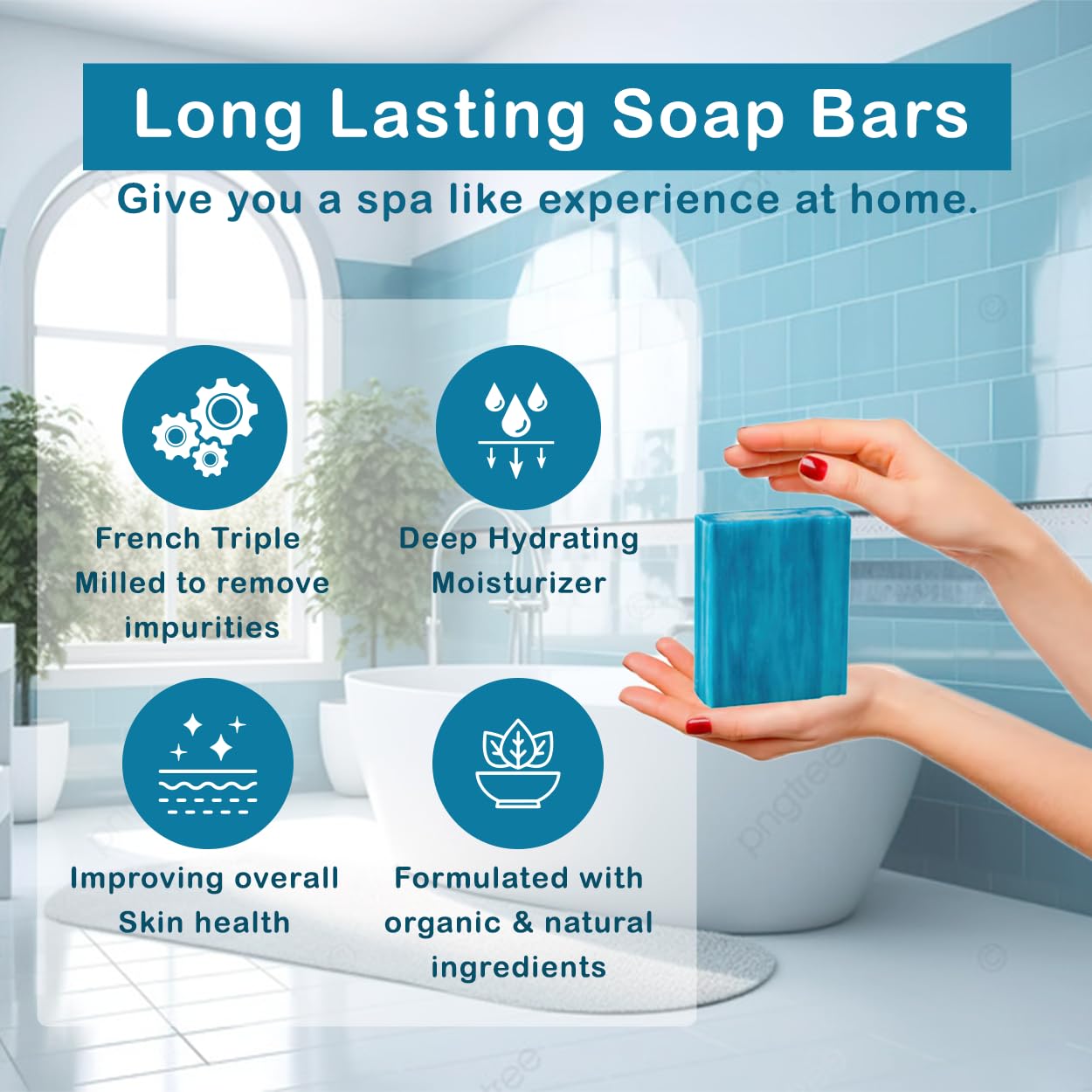 Ocean Breeze Scented Natural Soap Bars (12 Bars), 3.5oz Moisturizing French Triple Milled Soap Bars Enriched with Shea Butter - Pure Plant Oil Bath & Body Bars