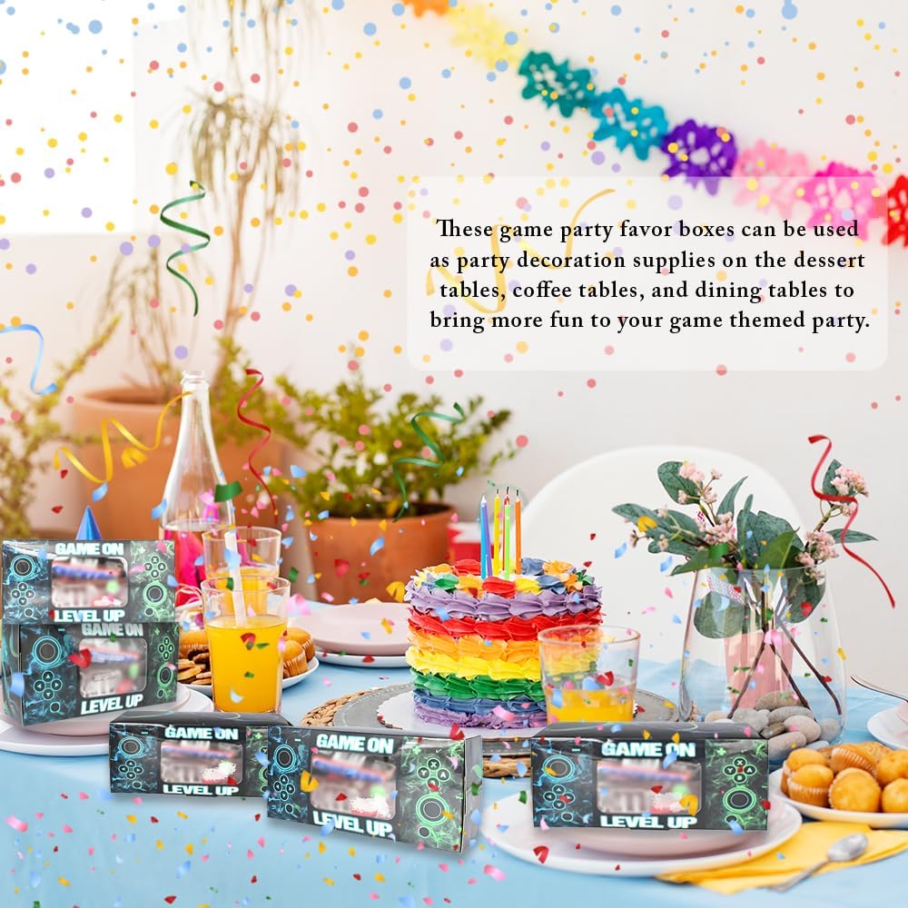 Shescrzionu Video Game Party Favors Boxes 12 PCS-Perfect Gamer Decors Party Favor Boxes with Window, Birthday Decorations Video Game Birthday Decorations Bags Gifts Aa10