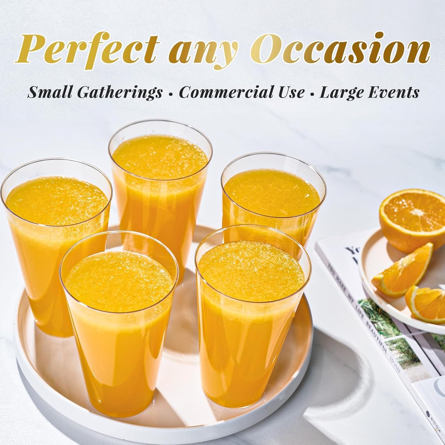 FOCUSLINE 200 Pack 16 oz Clear Plastic Cups, Large Disposable Cups Plastic Party Cup, 16 Ounce Heavy duty Clear Cups for Party, Thanksgiving, Halloween, Christmas