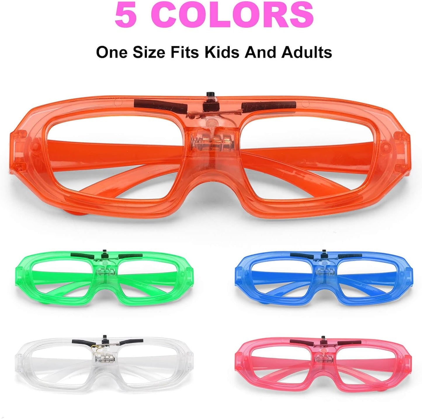 25 Pcs LED Glasses Glow in The Dark Party Favor, Light Up Glasses for Kid Adult, Neon Color Flashing Sunglasses Bulk for Glow Party Supply Decoration, Night Toy Rave Visor Birthday Wedding Christmas