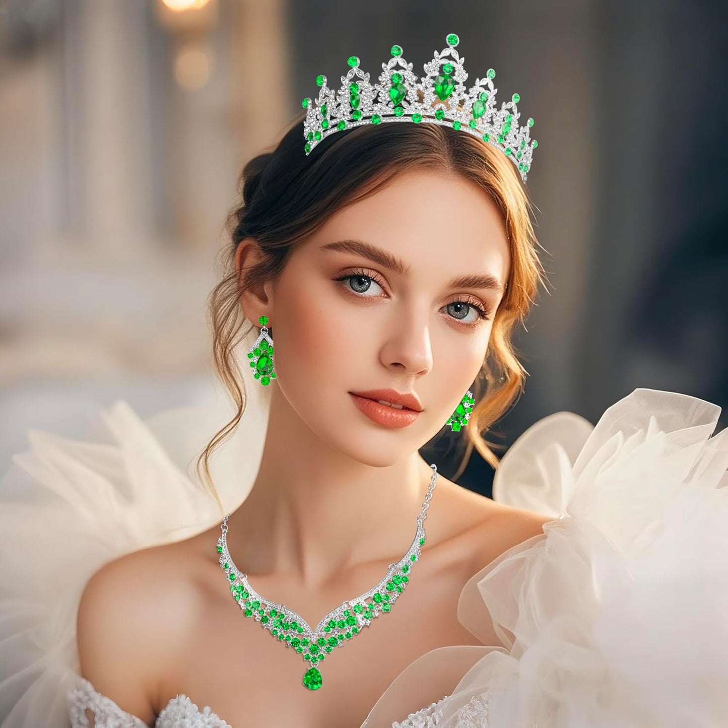 Crowns and Tiaras jewelry sets for Wedding princess birthday party Halloween Prom Pageant Jewelry for Women Crystal Bridal Jewelry Set for women