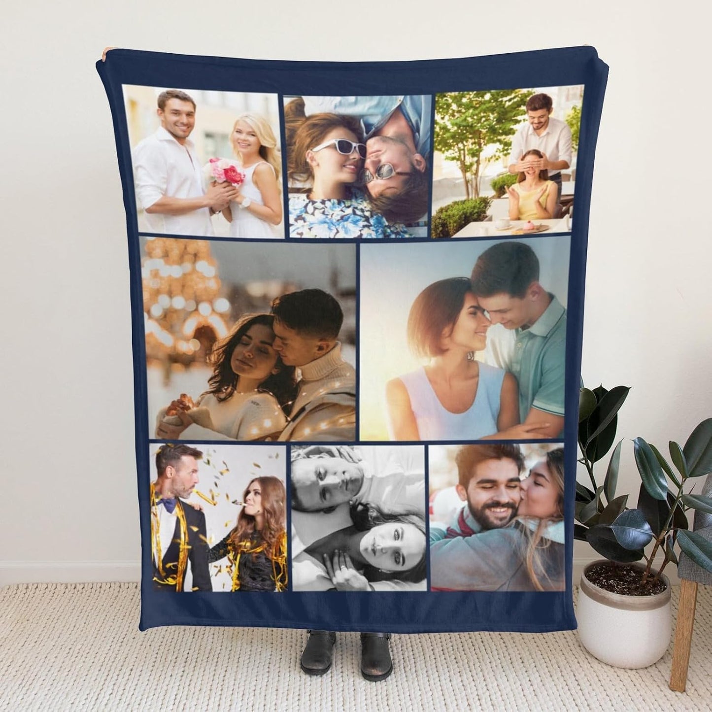 Custom Blanket with Photos Personalized Picture Collage Throw Blankets Gifts for Mother Father Lover Friend Customized Picture Gifts Flannel Blanket Christmas Birthday Wedding 30"X40" Made in USA