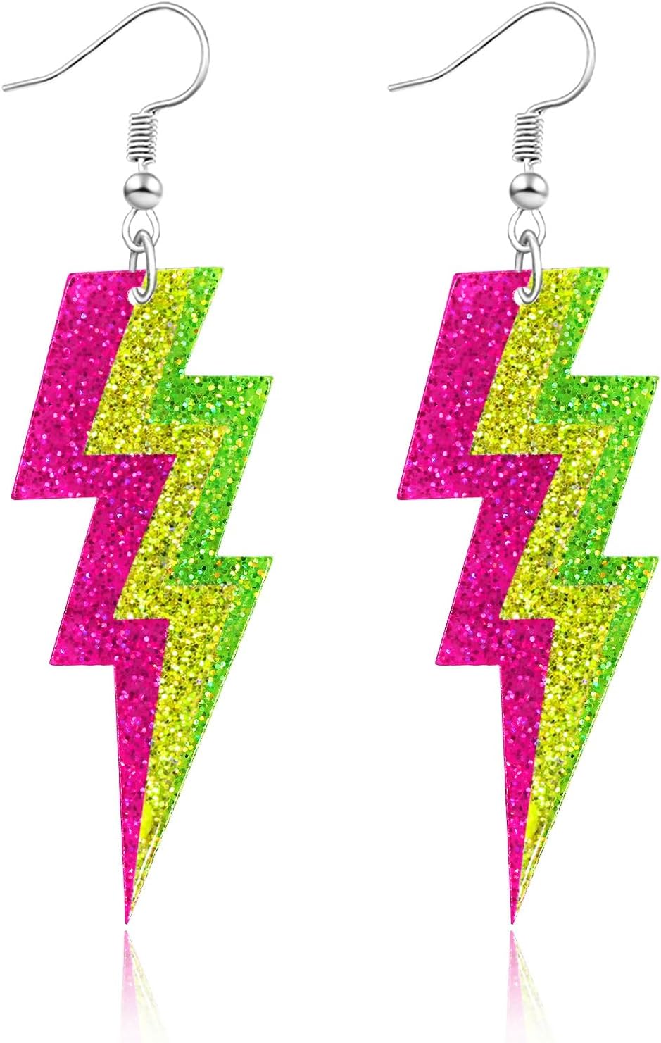 80s Neon Earrings for Women Acrylic Lightning Bolt Drop Earrings Retro 80s 90s Glow Party Accessories Neon Jewelry for Halloween Costume Outfit