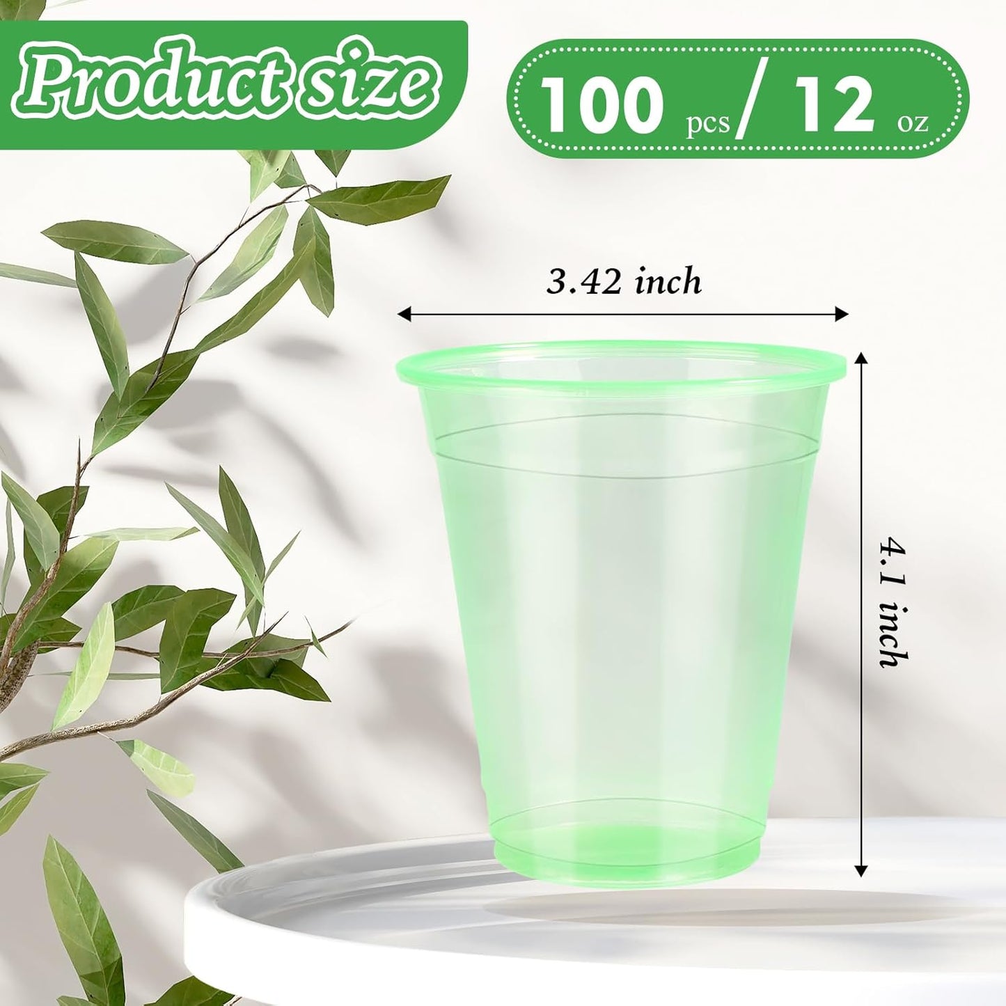 WYTAOHZL 100 Pack 12 Oz Neon Plastic Cups Glowing Plastic Neon Cups for Party Disposable Cup for Wedding Birthday and Party