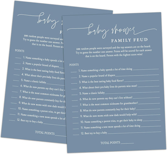 Baby Shower Family Feud Game - 30 Cards, Answer Key for Boy & Girl, Gender Neutral Decorations, Feud Supplies-06D-Mazarine