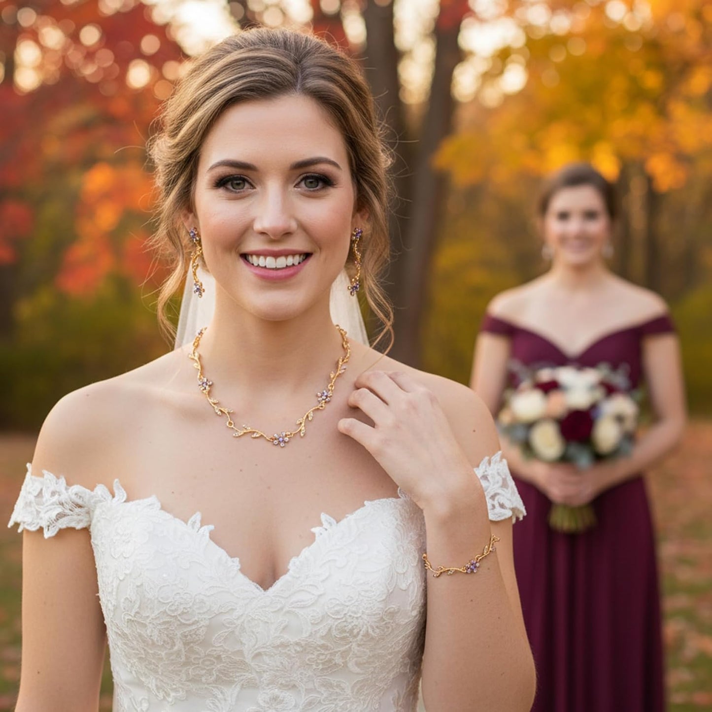 Crystal Necklace Earrings Bracelet Bridal Wedding Jewelry Set Rhinestone Choker Necklace For Brides Bridesmaid
