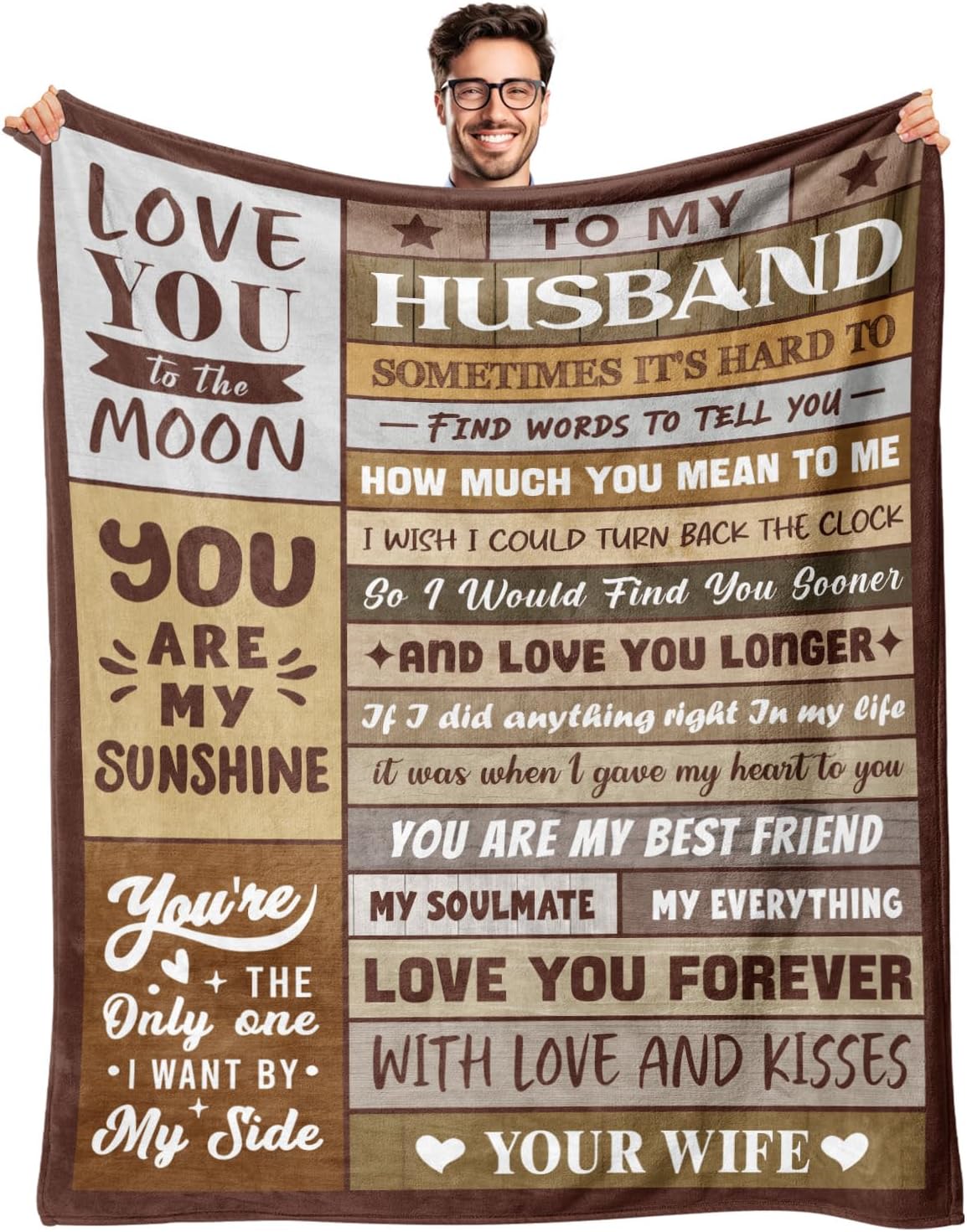 Gifts for Husband from Wife - Birthday Gifts for Husband - Anniversary Wedding Gift for Men - Christmas Valentines Day Gift for Him - Best Husband's Ever Present - to My Man Blanket 60"x80"