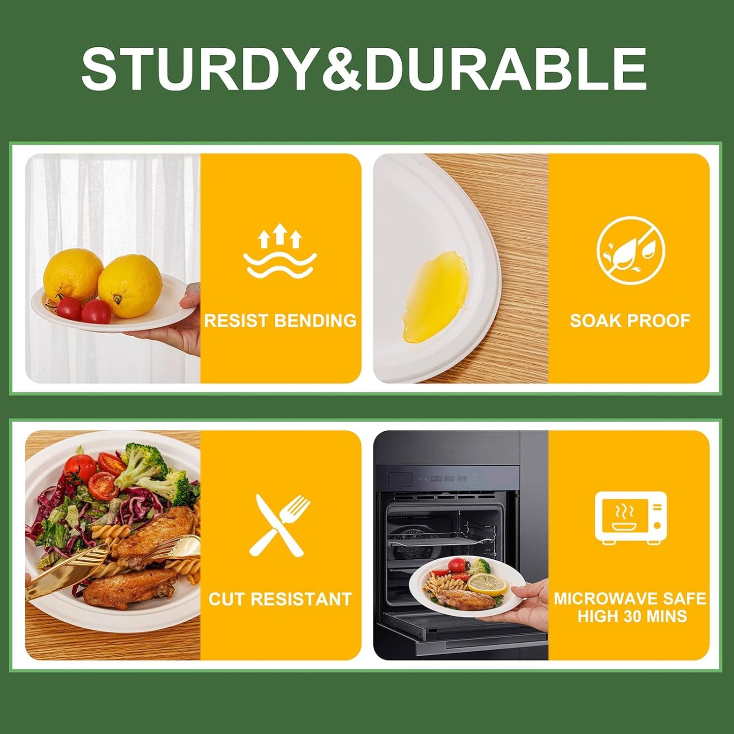 WELLIFE 7 Inch Paper Plates, 125-Pack Small Dessert Paper Plates Bulk, 100% Compostable Biodegradable Bagasse, Eco-Friendly Disposable Plate for Dessert,BBQ,Picnic,Party (BPI Certified,Microwaveable)