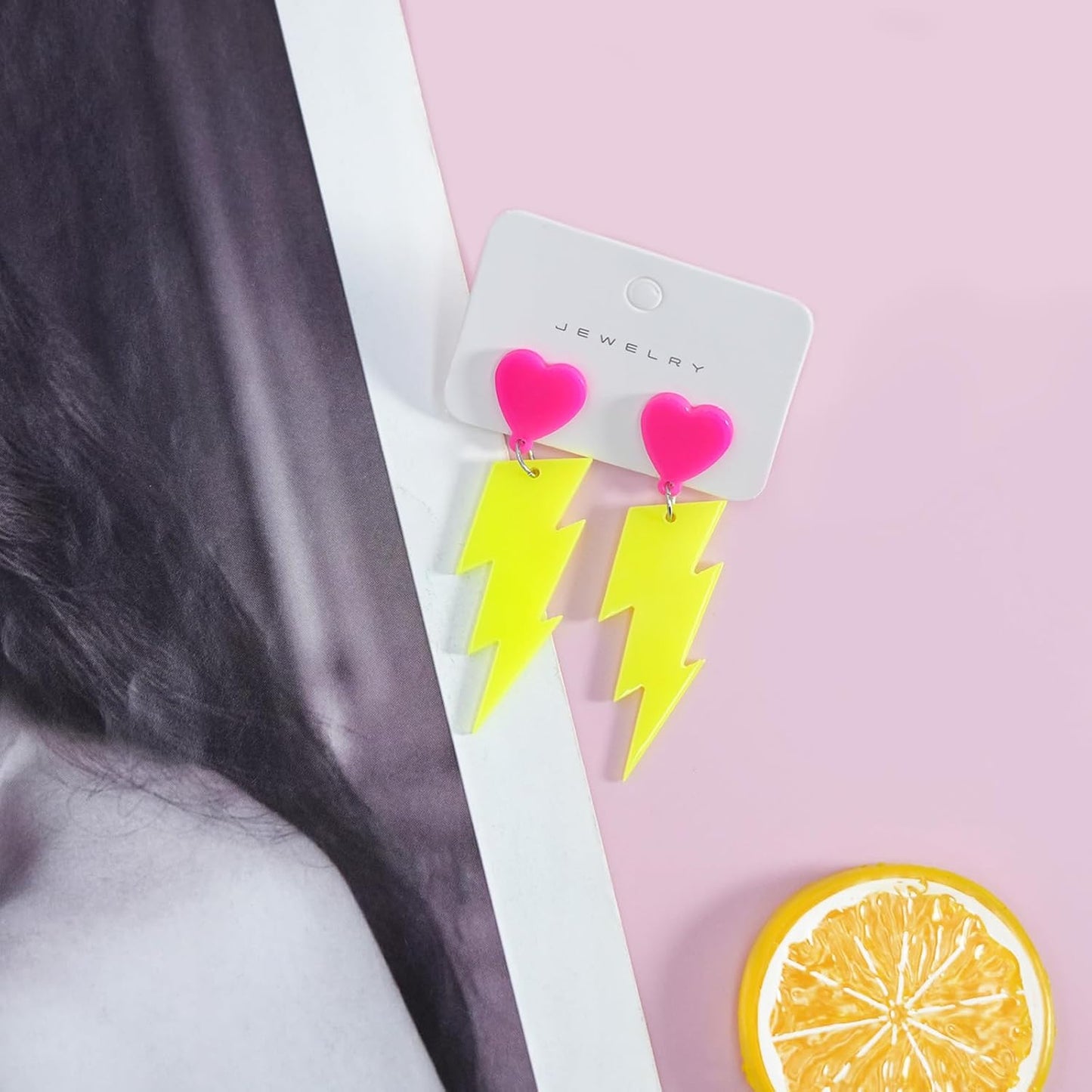 80s Neon Earrings for Women Acrylic Lightning Bolt Drop Earrings Retro 80s 90s Glow Party Accessories Neon Jewelry for Halloween Costume Outfit