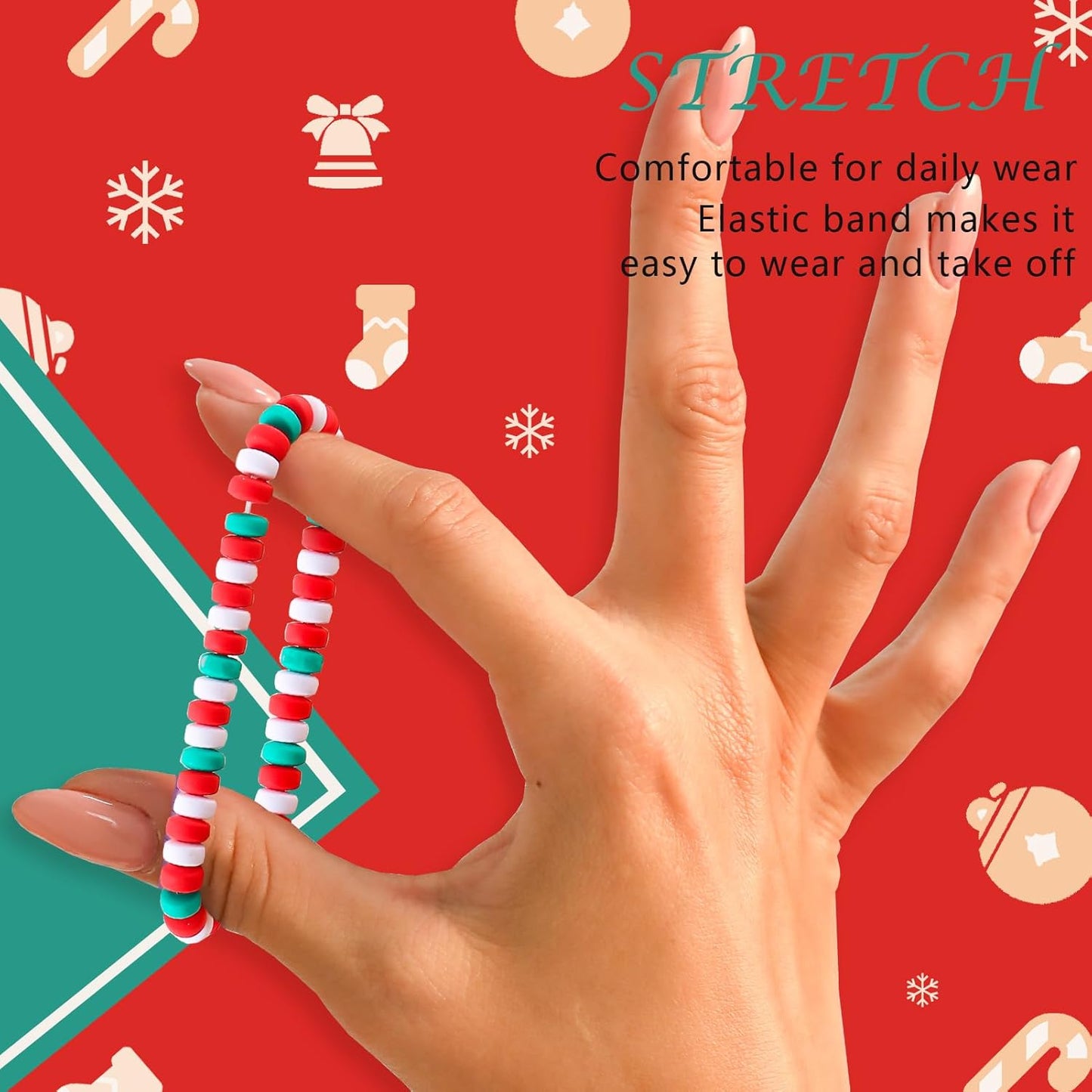 Friendship Bracelets Trendy Heishi Clay Bead Bracelets Stack Gold Beaded Stretch Bracelets for Women Boho Stackable Bracelets Bulk Cute Preppy Jewelry