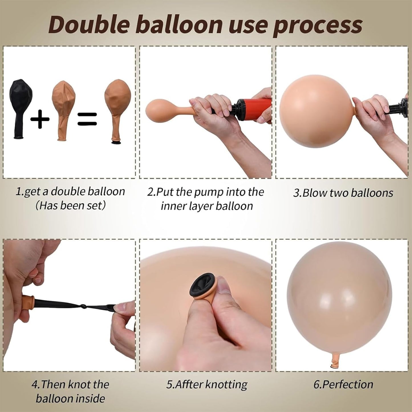 Brown Balloons, 50 PCS 12 Inch Double Stuffed Dark Brown Coffee Tan Latex Helium Party Balloons Sand White Nude Boho Neutral Balloon for Bear Birthday Baby Shower Wedding Thanksgiving Party Decoration