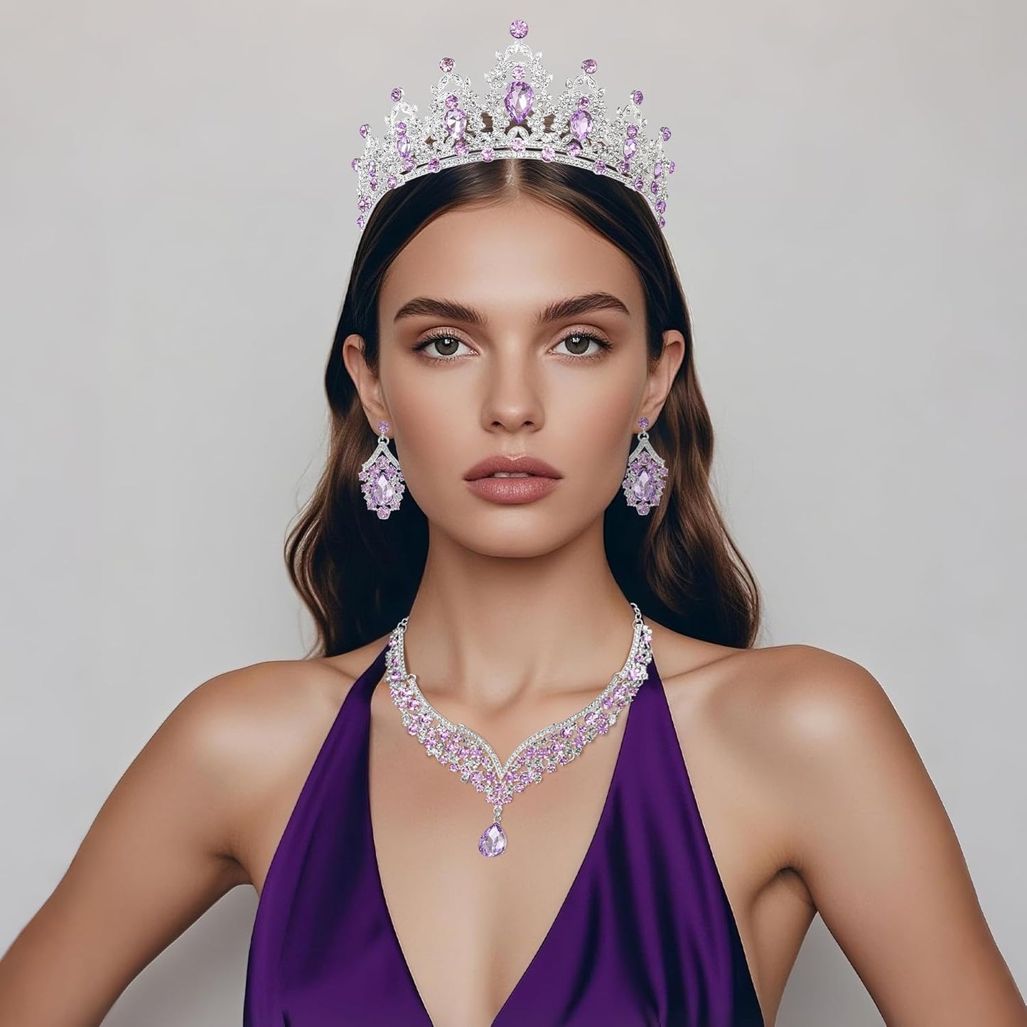 Crowns and Tiaras jewelry sets for Wedding princess birthday party Halloween Prom Pageant Jewelry for Women Crystal Bridal Jewelry Set for women