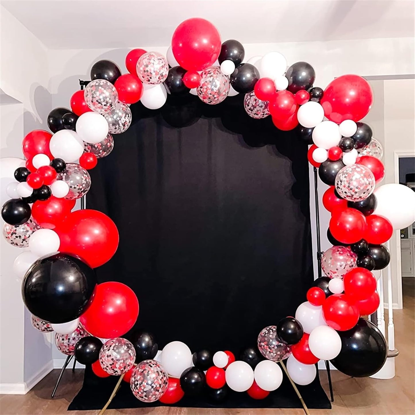 Red Black and White Balloons, 12 Inch Matte Red Black and White with Red Confetti Helium Latex Balloons Set for Boys Casino Racing Theme Birthday Wedding Baby Shower Graduation Party Decorations